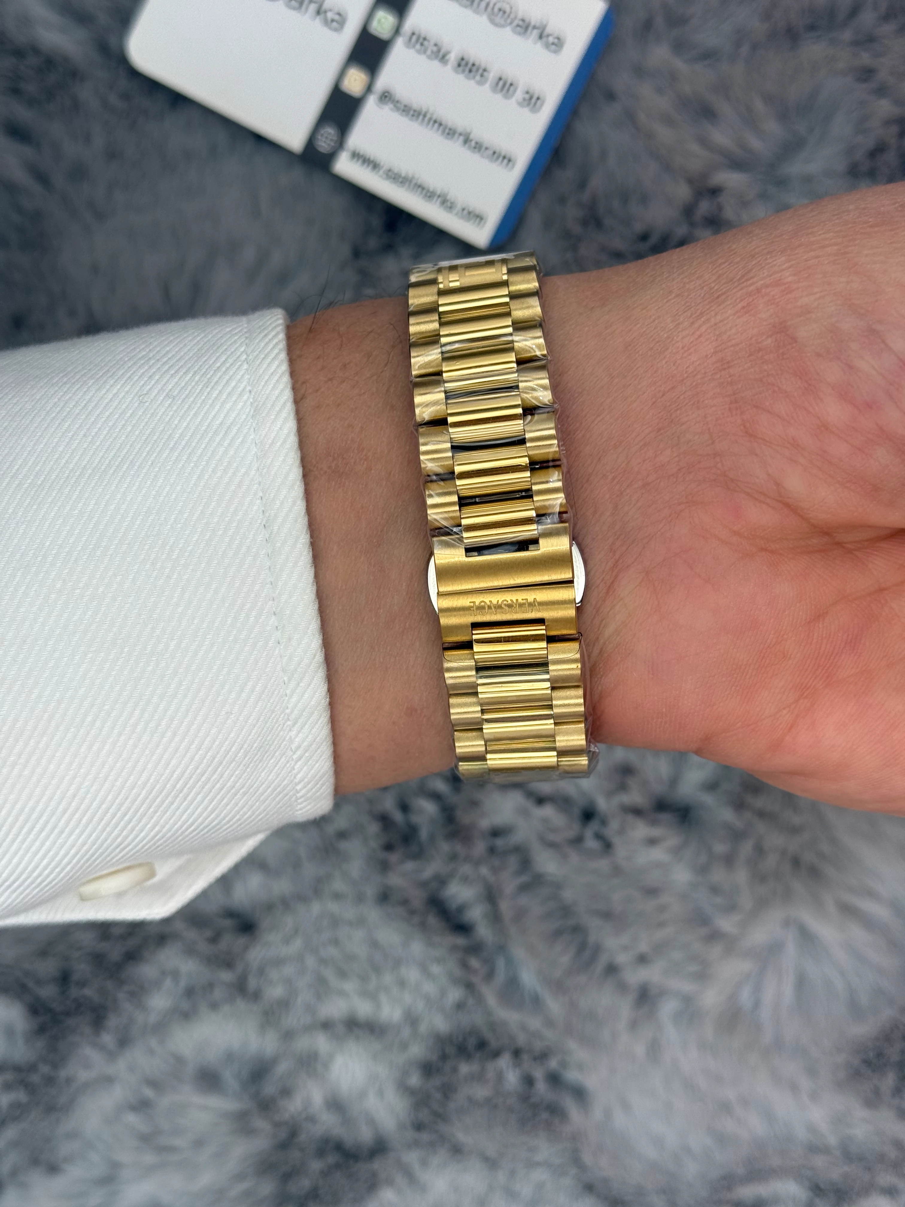 VERSACE 40MM YEŞİL KADRAN GOLD KASA KORDON ERKEK KOL SAATİ