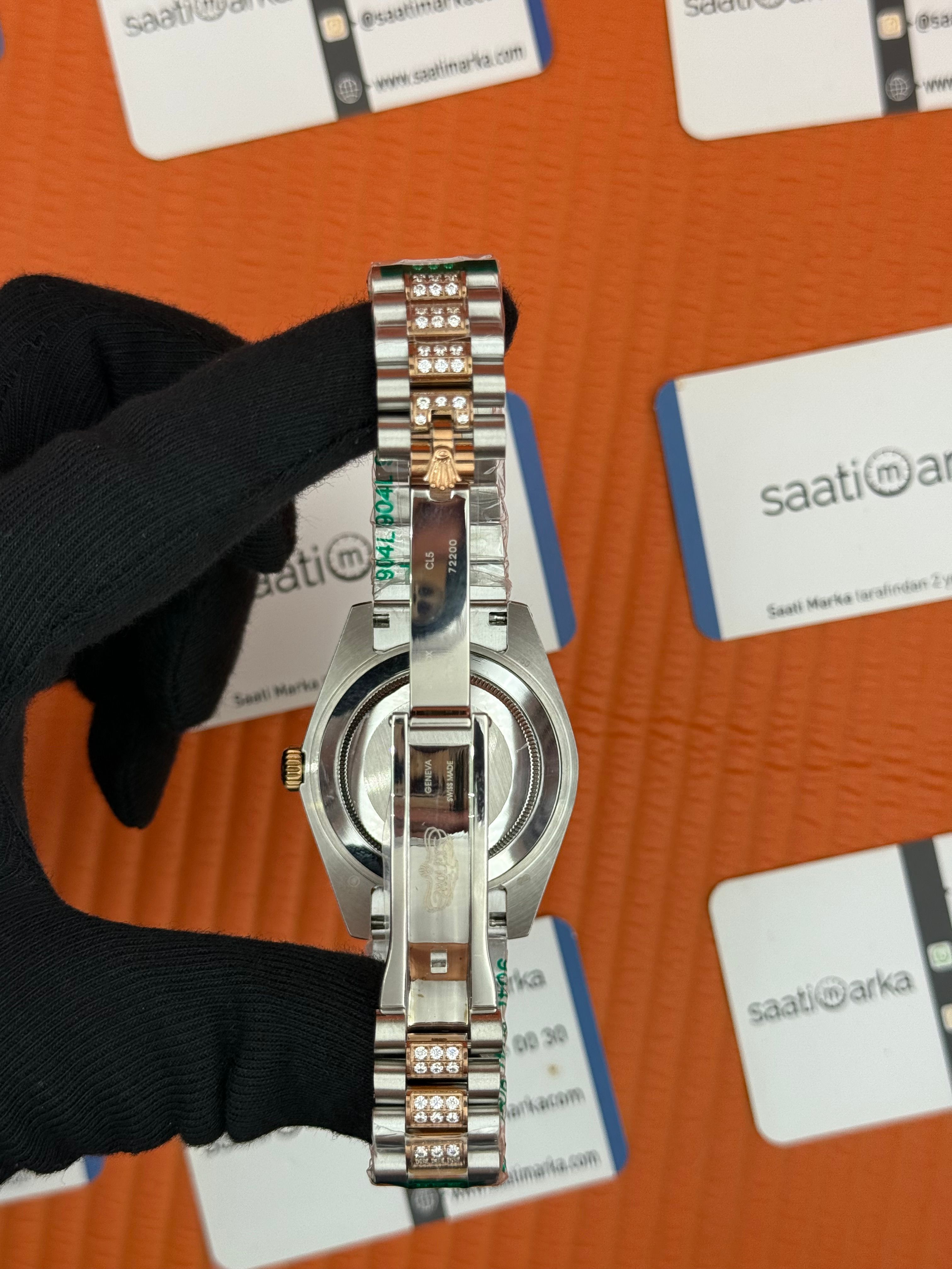 ROLEX Datejust taşlı kasa kordon rose silver kordon 