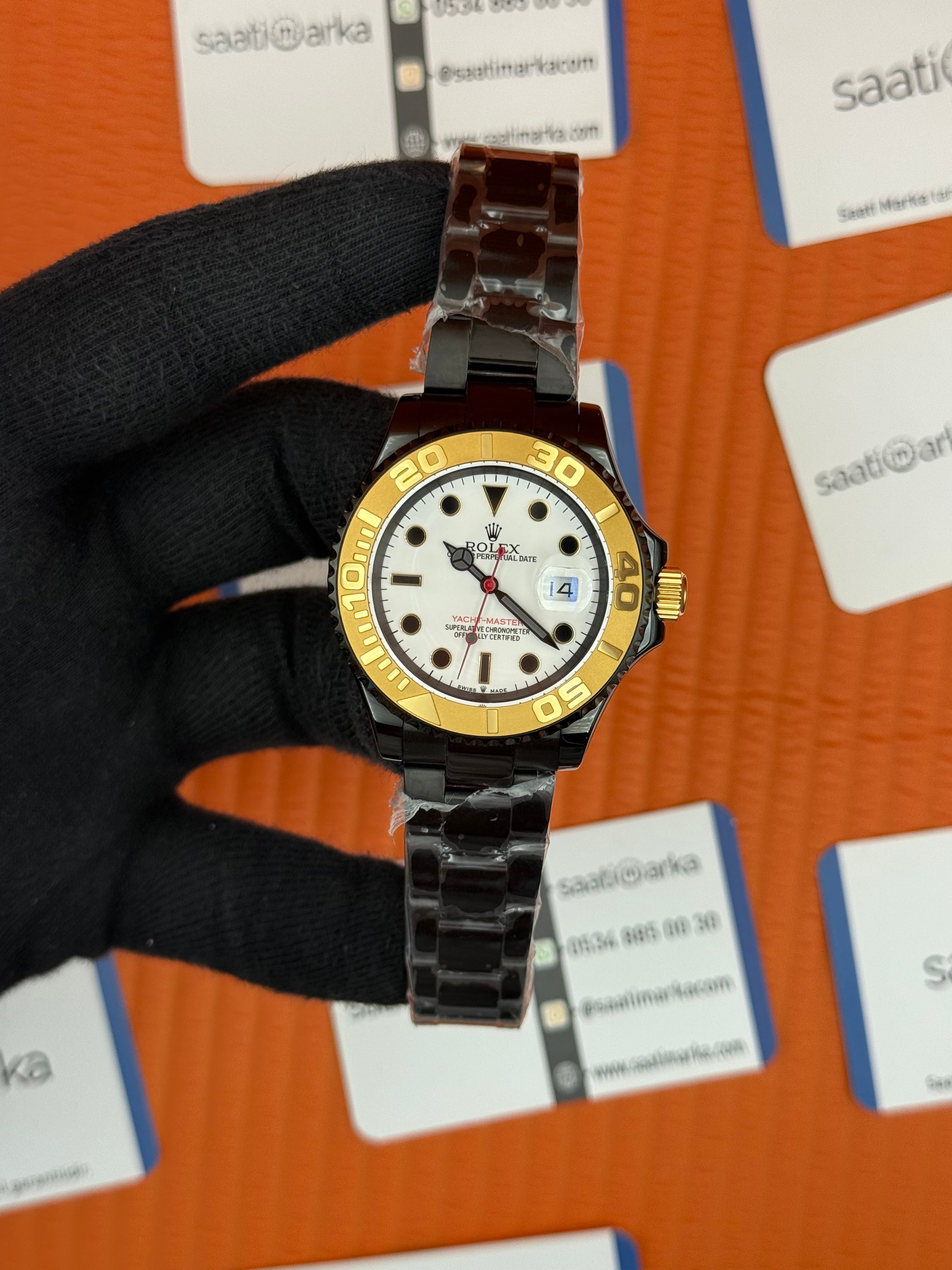 ROLEX Yacht Master white dial çelik siyah kasa kordon