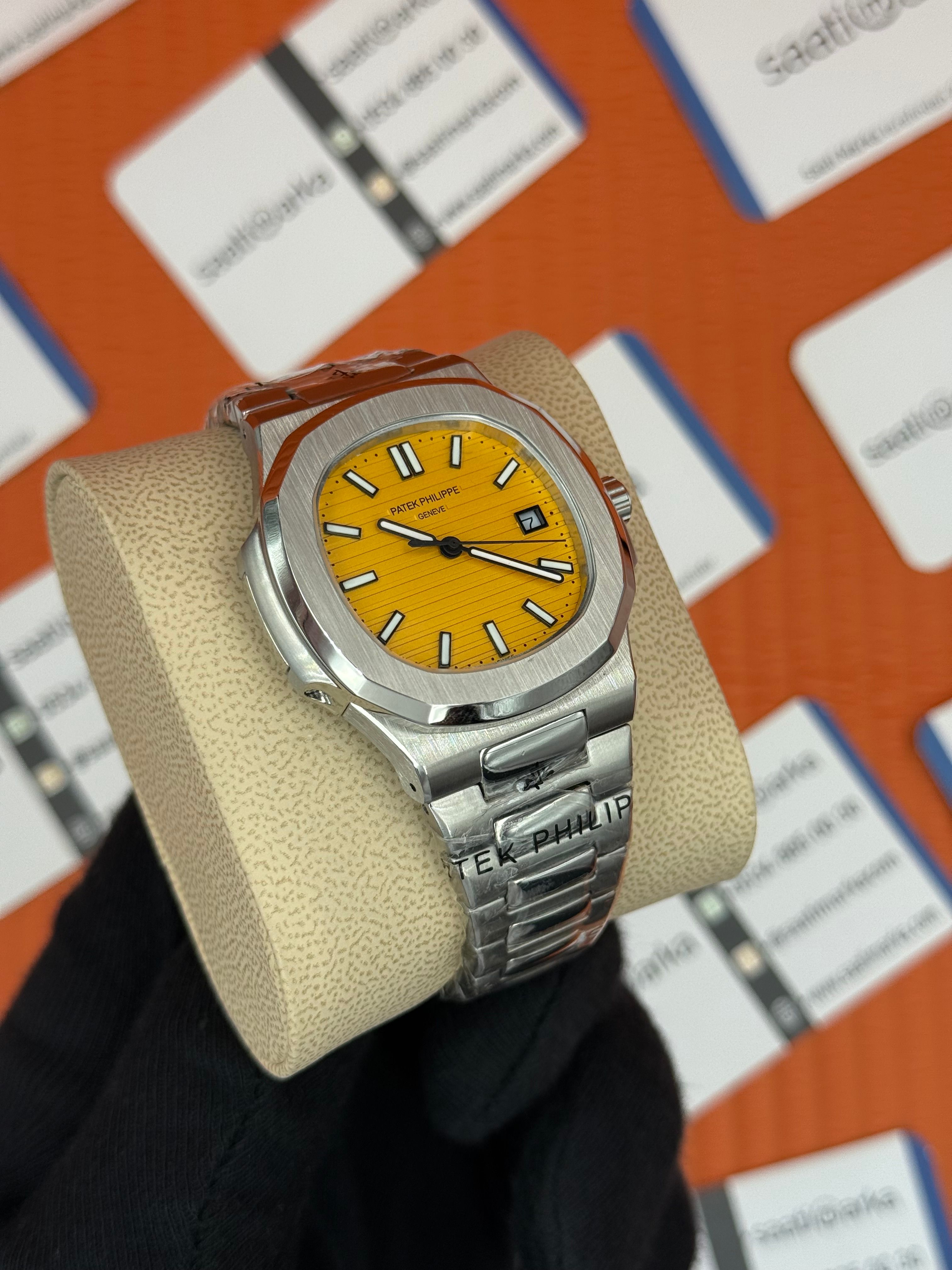 PATEK PHILIPPE NAUTİLUS SARI KADRAN SİLVER KASA-KORDON