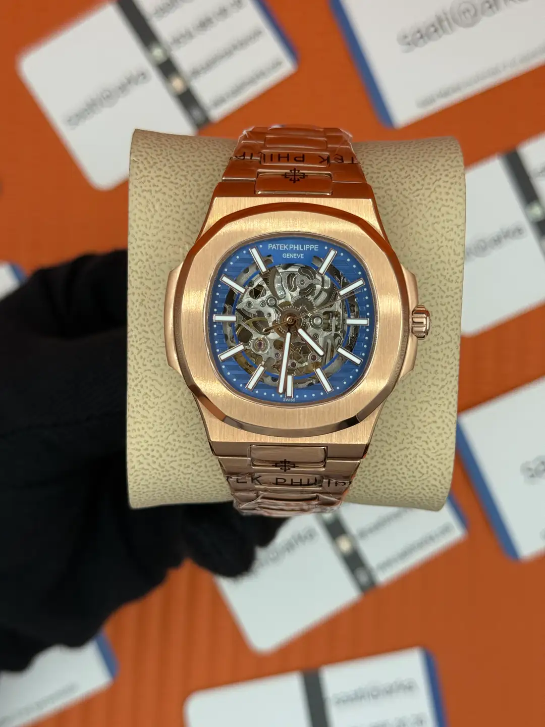 PATEK PHILIPPE MAVİ SKELETON KADRAN ROSE KASA-KORDON