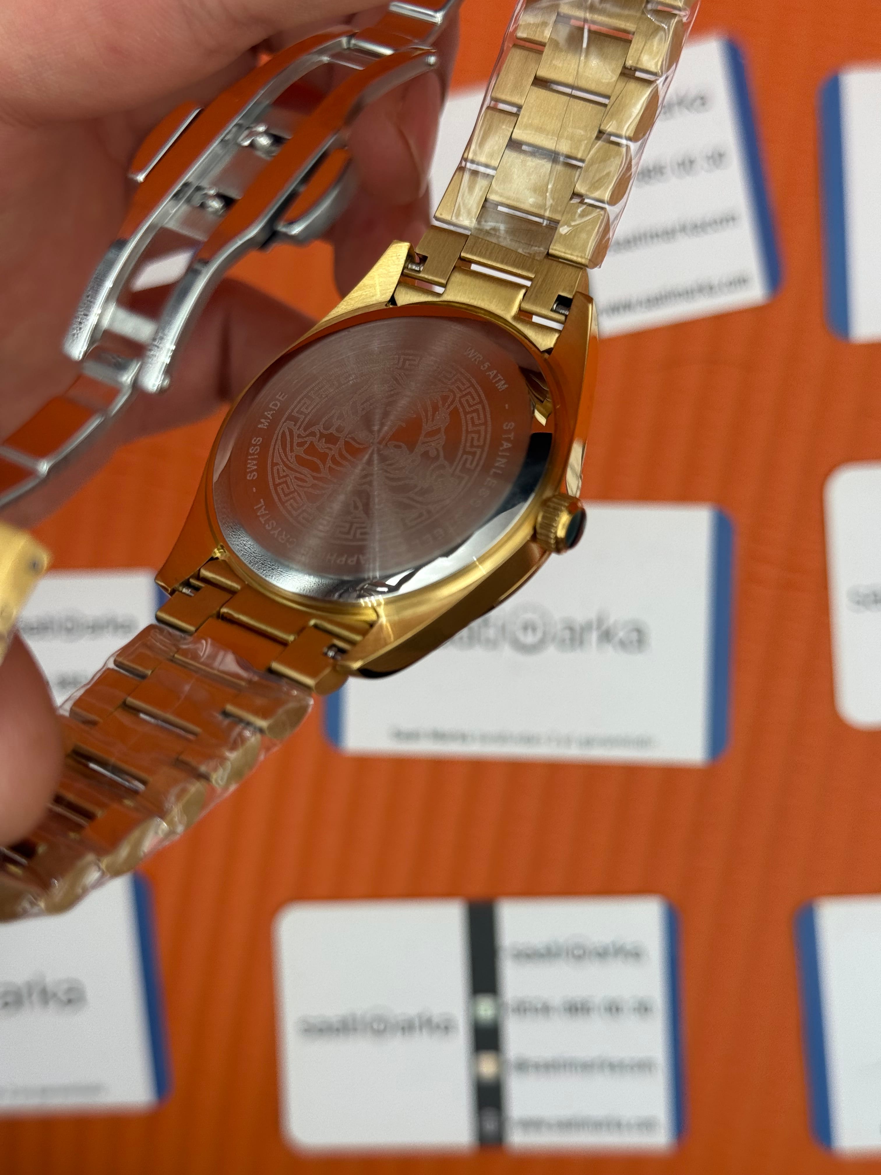 VERSACE 40mm beyaz kadran gold kasa kordon erkek kol saati