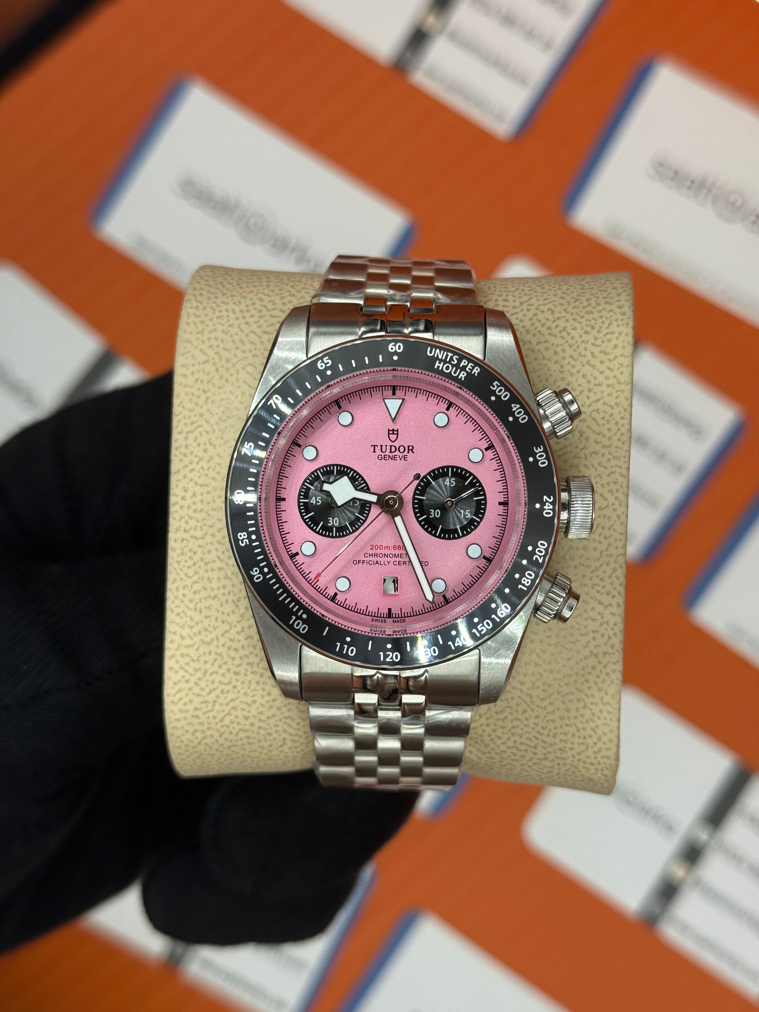 TUDOR black bay flamingo miami pink kadran silver jubilee kordon 41mm erkek kol saati
