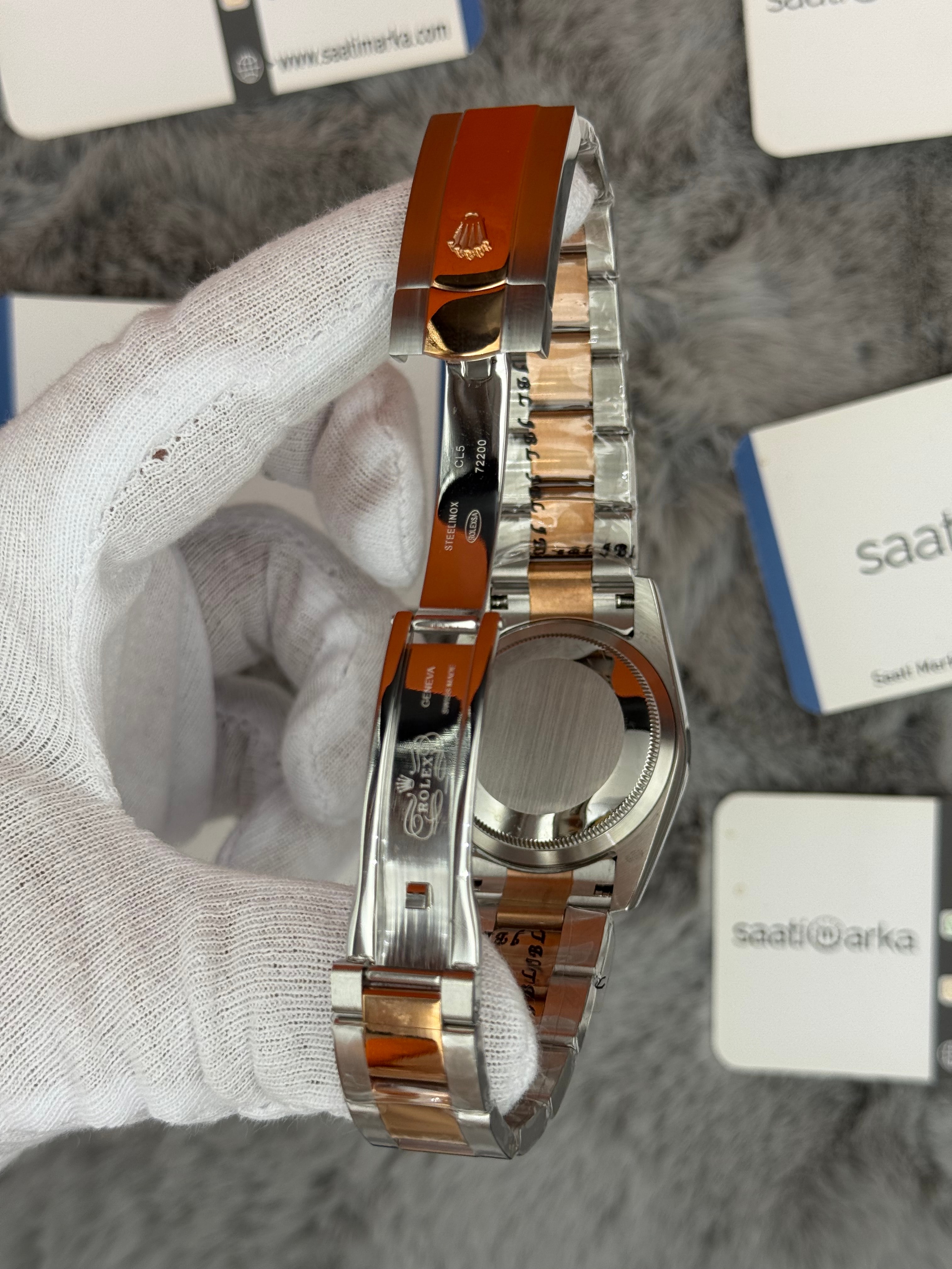 ROLEX datejust 36mm siyah kadran silver kasa rose silver oyster kordon 