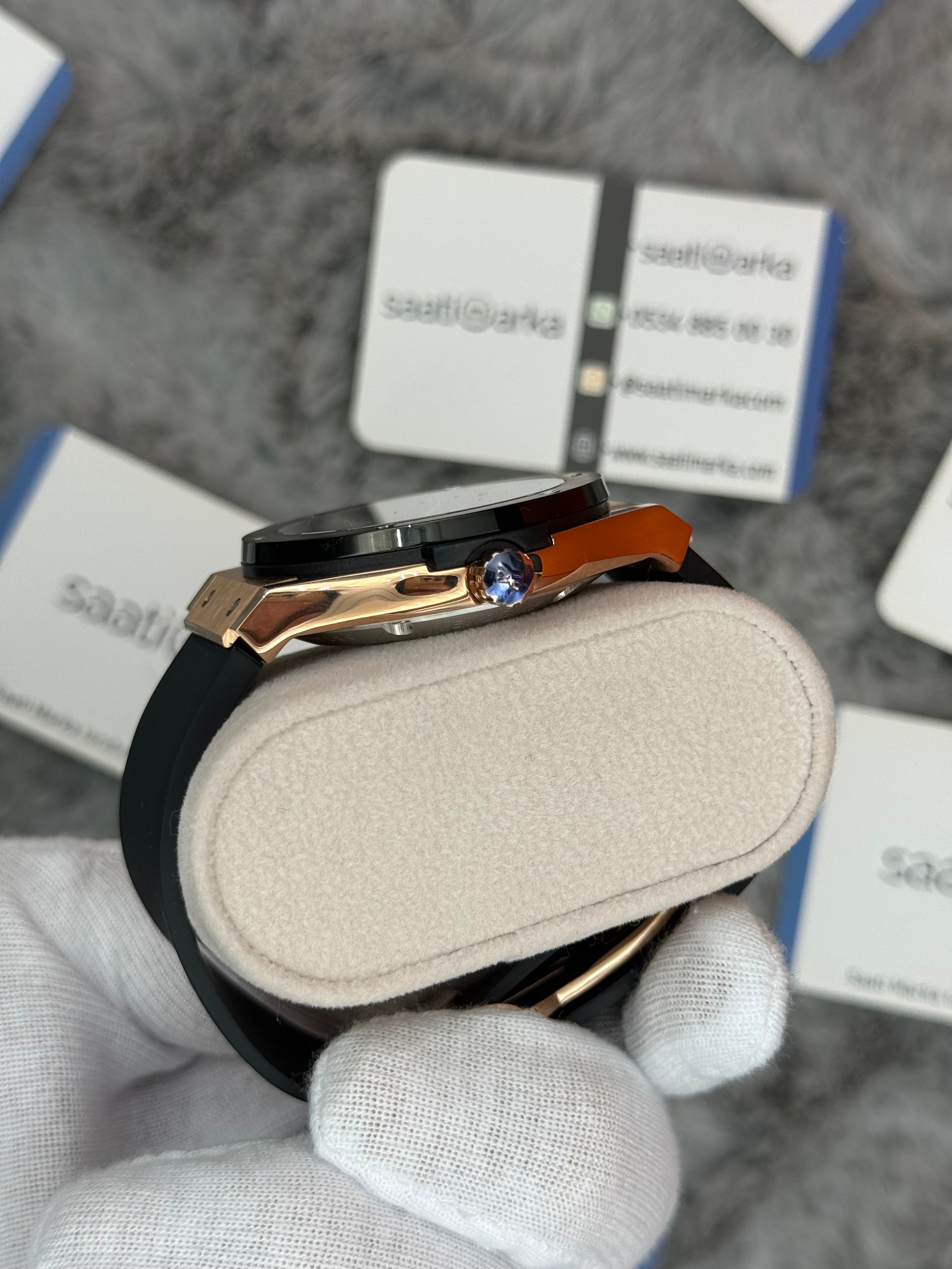 HUBLOT big bang tourbillon 41mm rose kasa kauçuk siyah kordon erkek kol saati