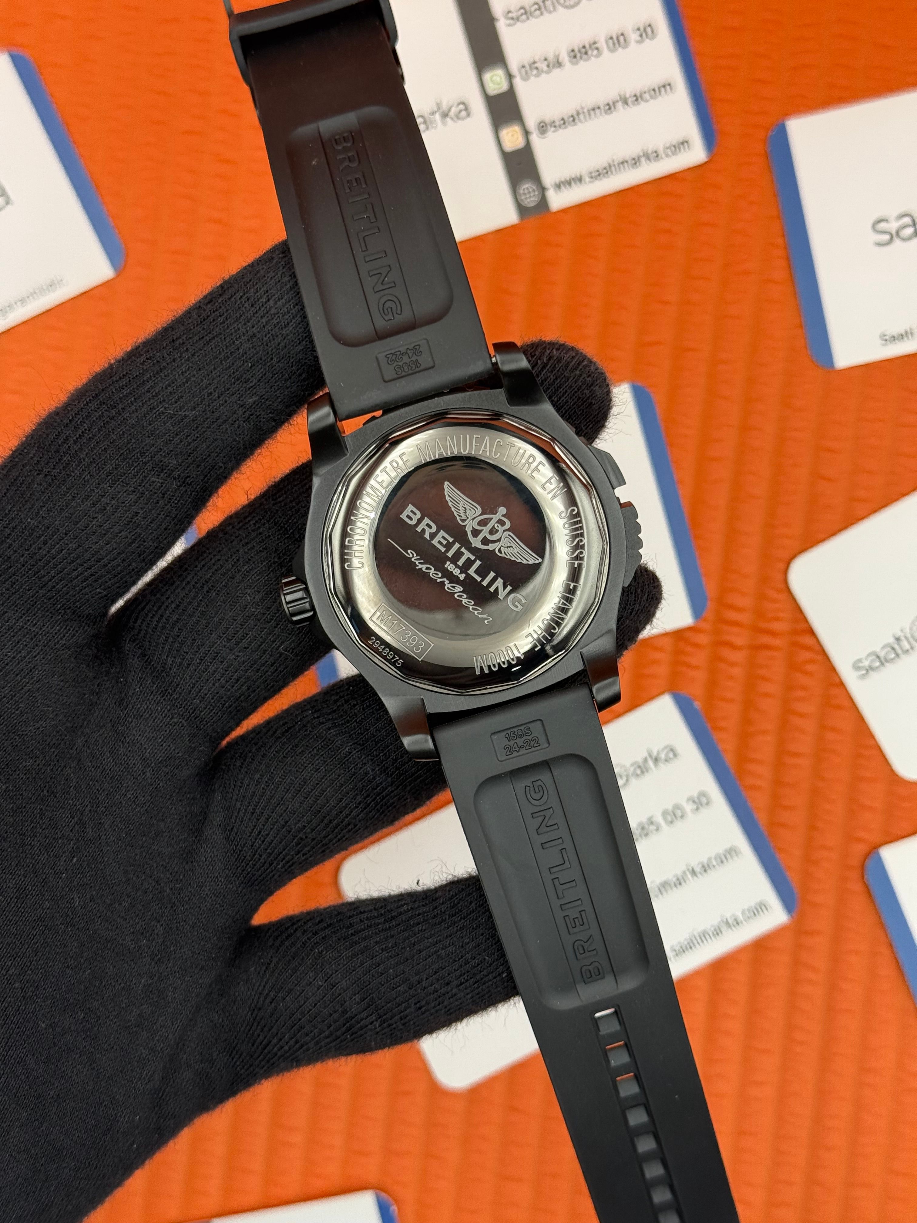 ROLEX Superocean siyah kadarn bezel siyah kauçuk kordon
