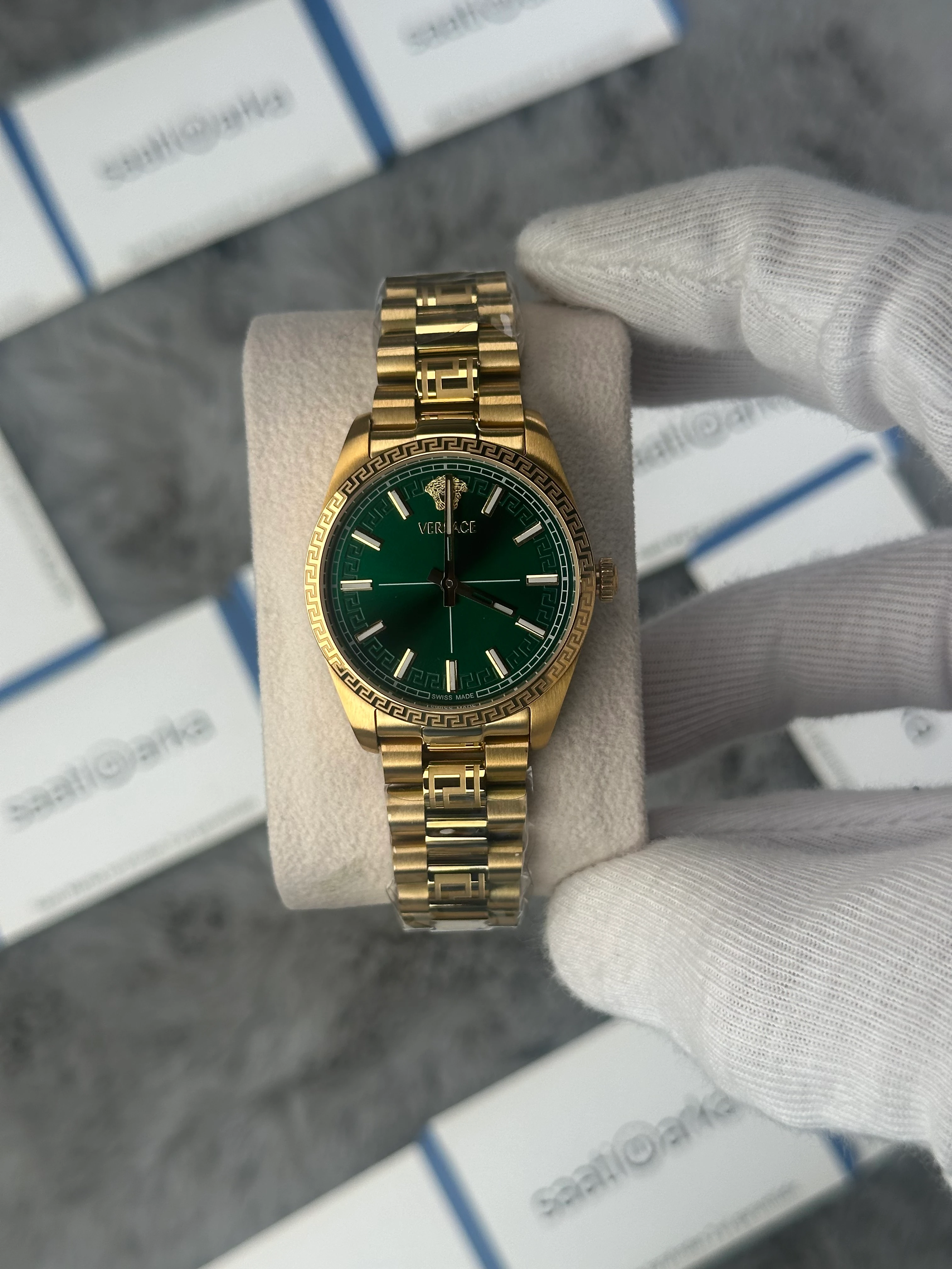 ヴェルゴールド VERSACE 36 MM MILLENYIUM YEŞİL KADRAN GOLD KORDON