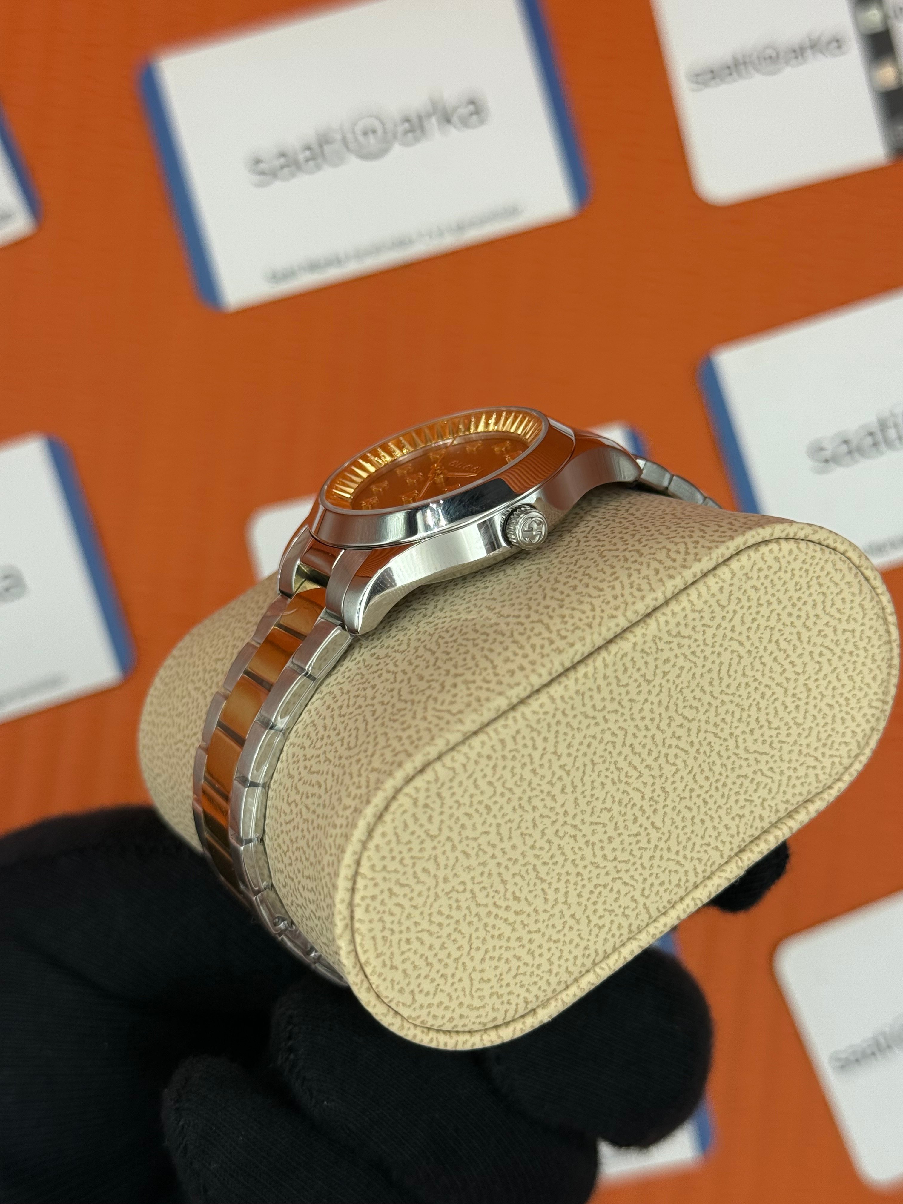 GUCCI sarı kadran gold silver kasa-kordon kadın kol saati