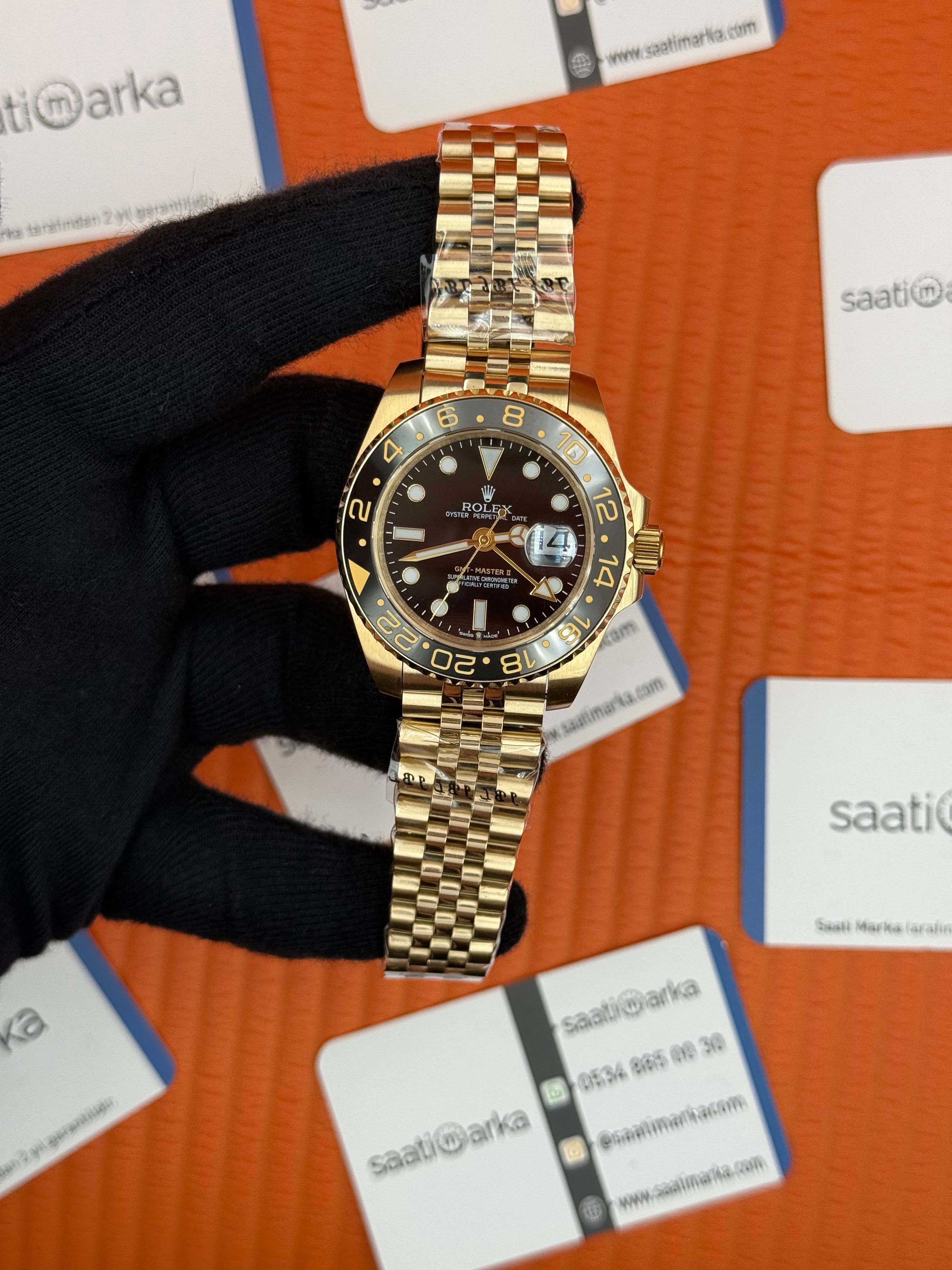 ROLEX Gmt Master black dial jubilee gold kordon 40mm