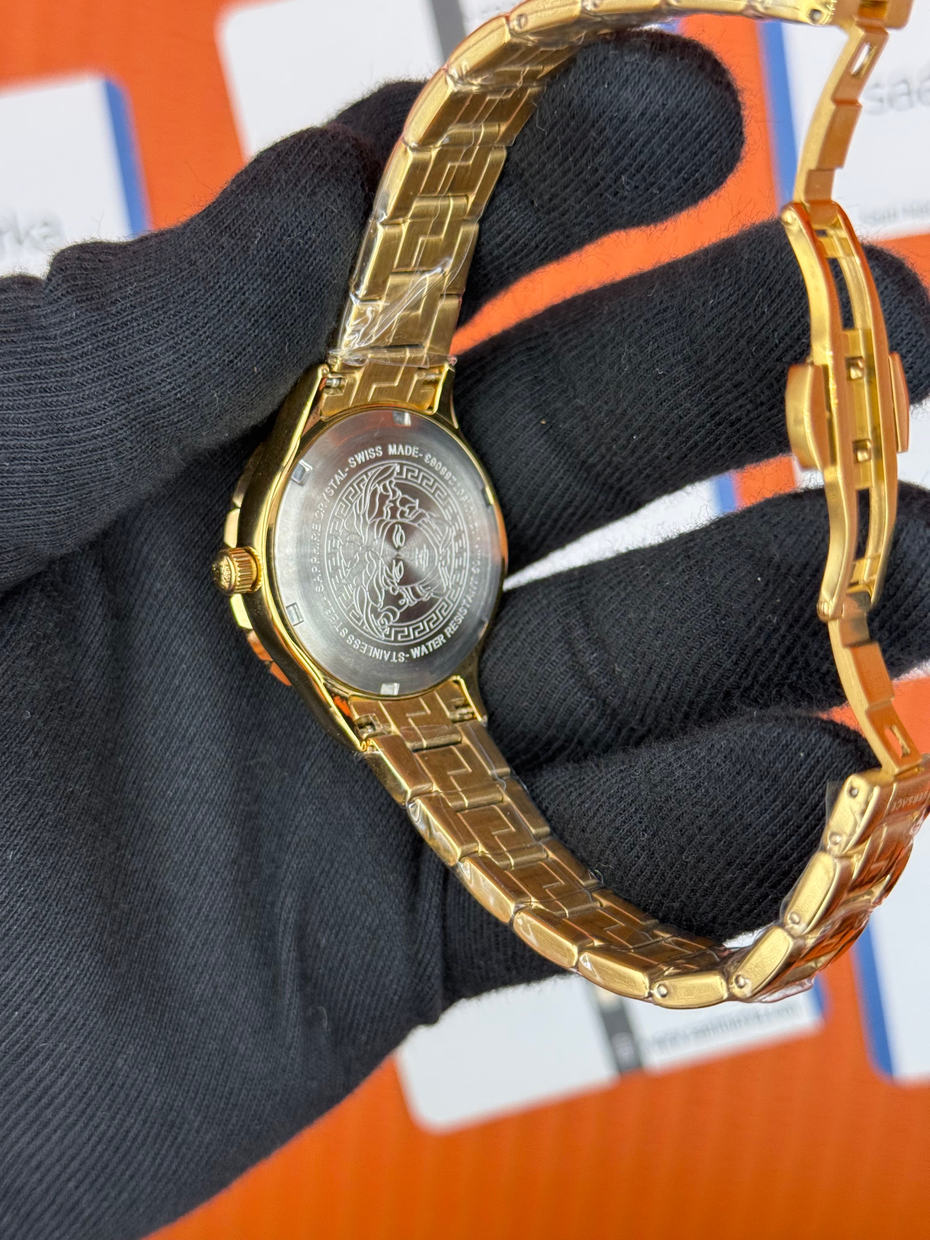 VERSACE siyah kadran gold kasa kordon kadın kol saati