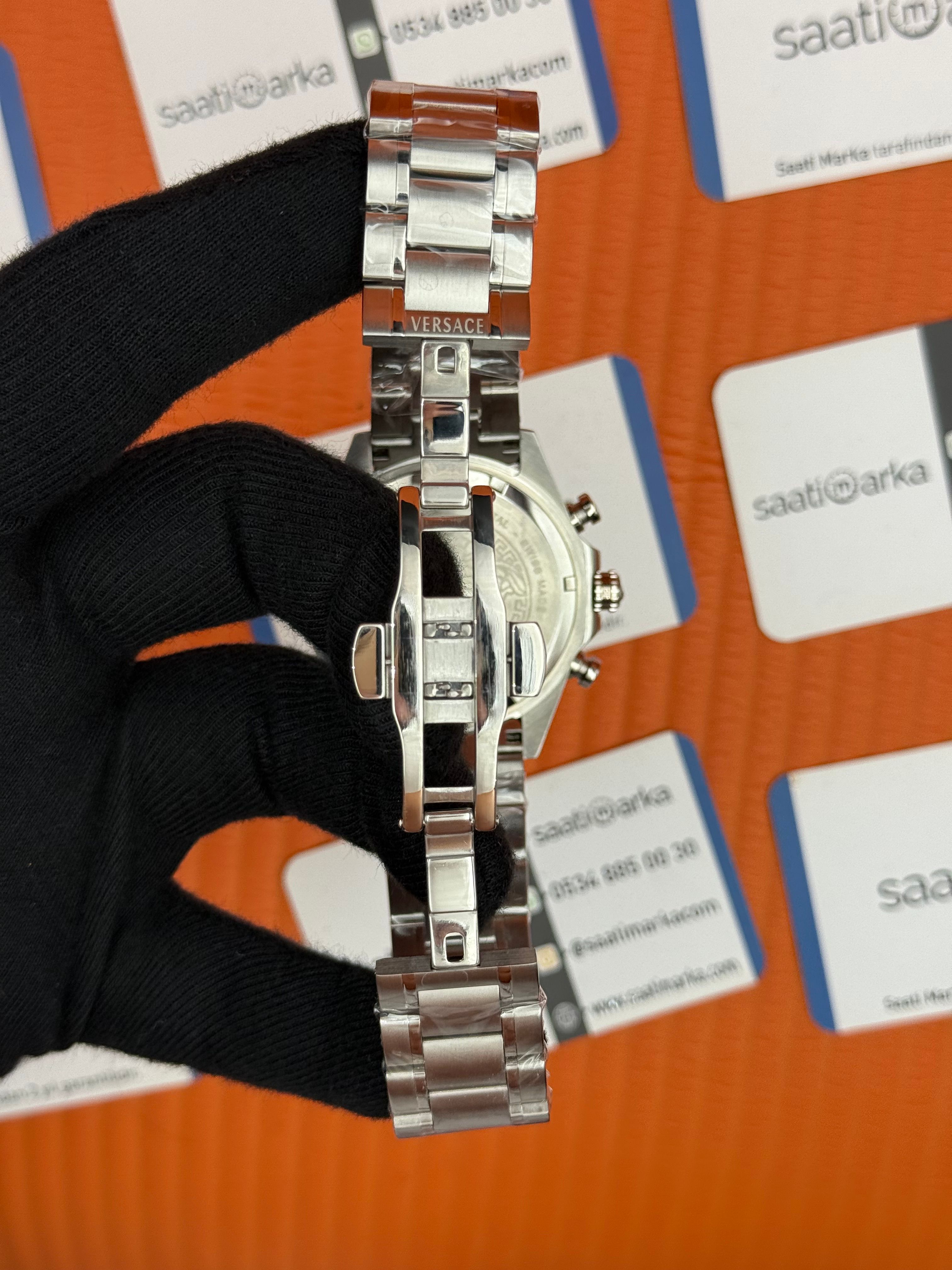 VERSACE beyaz kadran silver kasa kordon erkek kol saati
