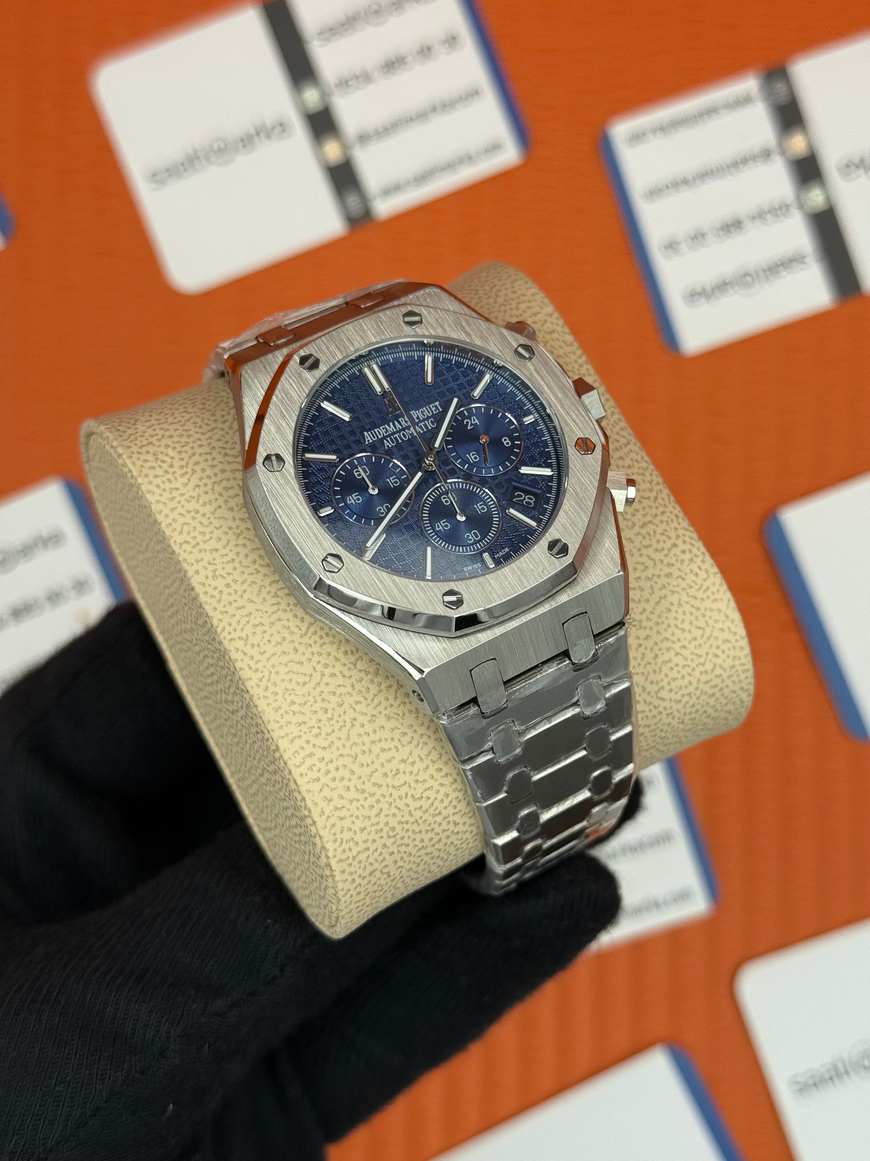 AUDEMARS PİGUET CHRONOGRAPH MAVİ KADRAN SİLVER KASA-KORDON 