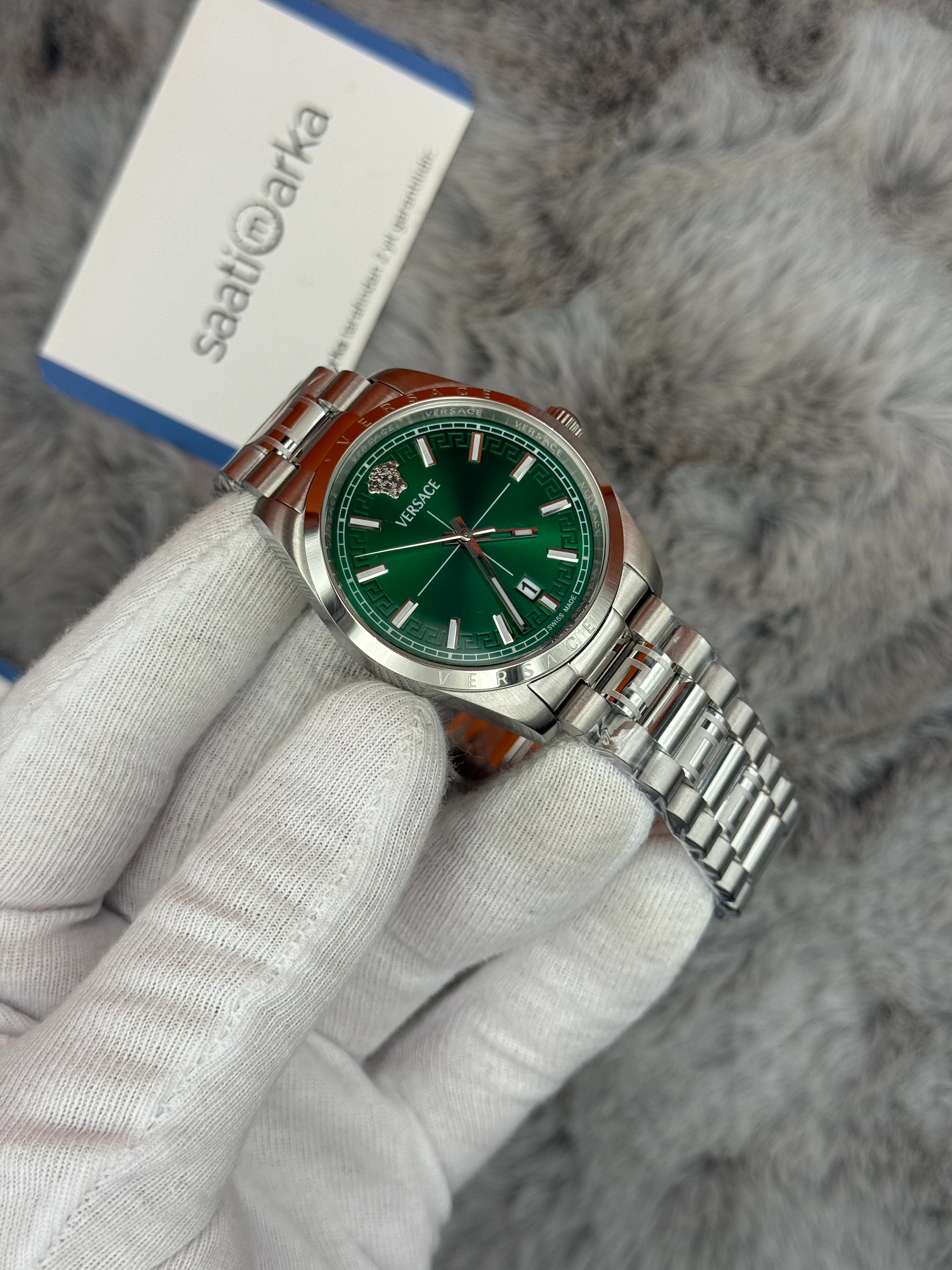 VERSACE 40MM YEŞİL KADRAN SİLVER KASA KORDON ERKEK KOL SAATİ
