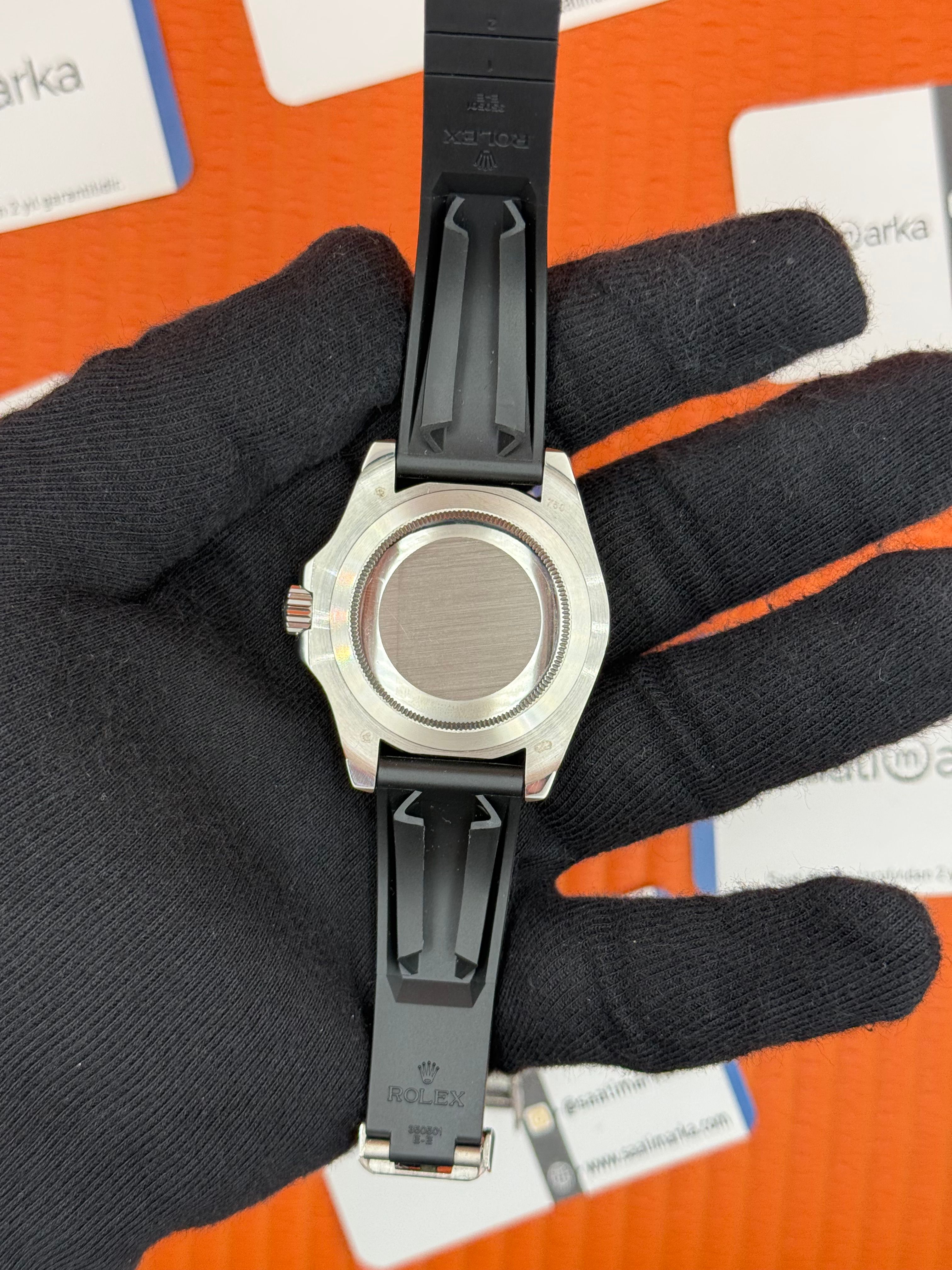 ROLEX Yacht Master black sial siyah kauçuk kordon silver kasa
