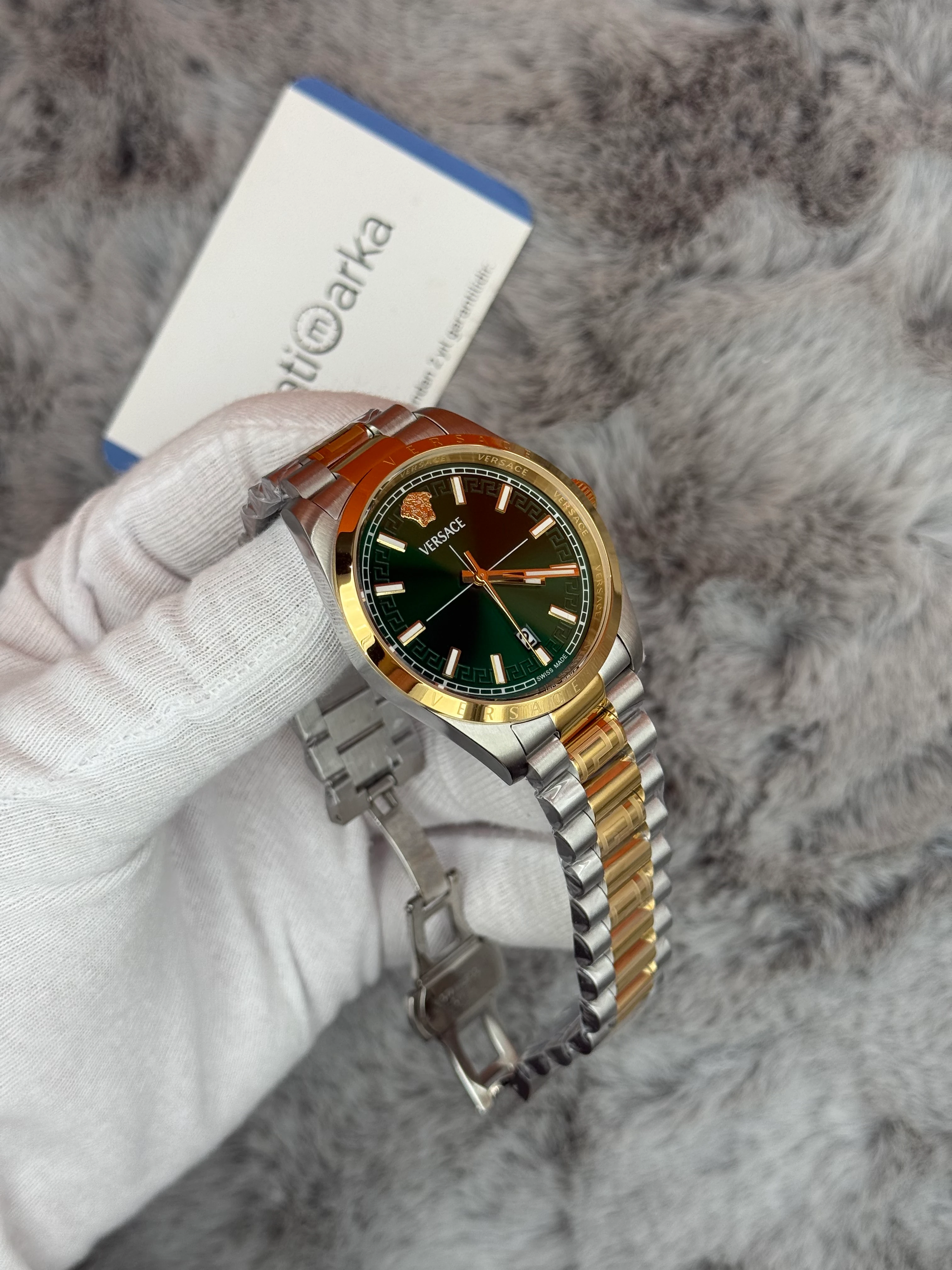 VERSACE 40MM YEŞİL KADRAN GOLD SİLVER KASA KORDON ERKEK KOL SAATİ