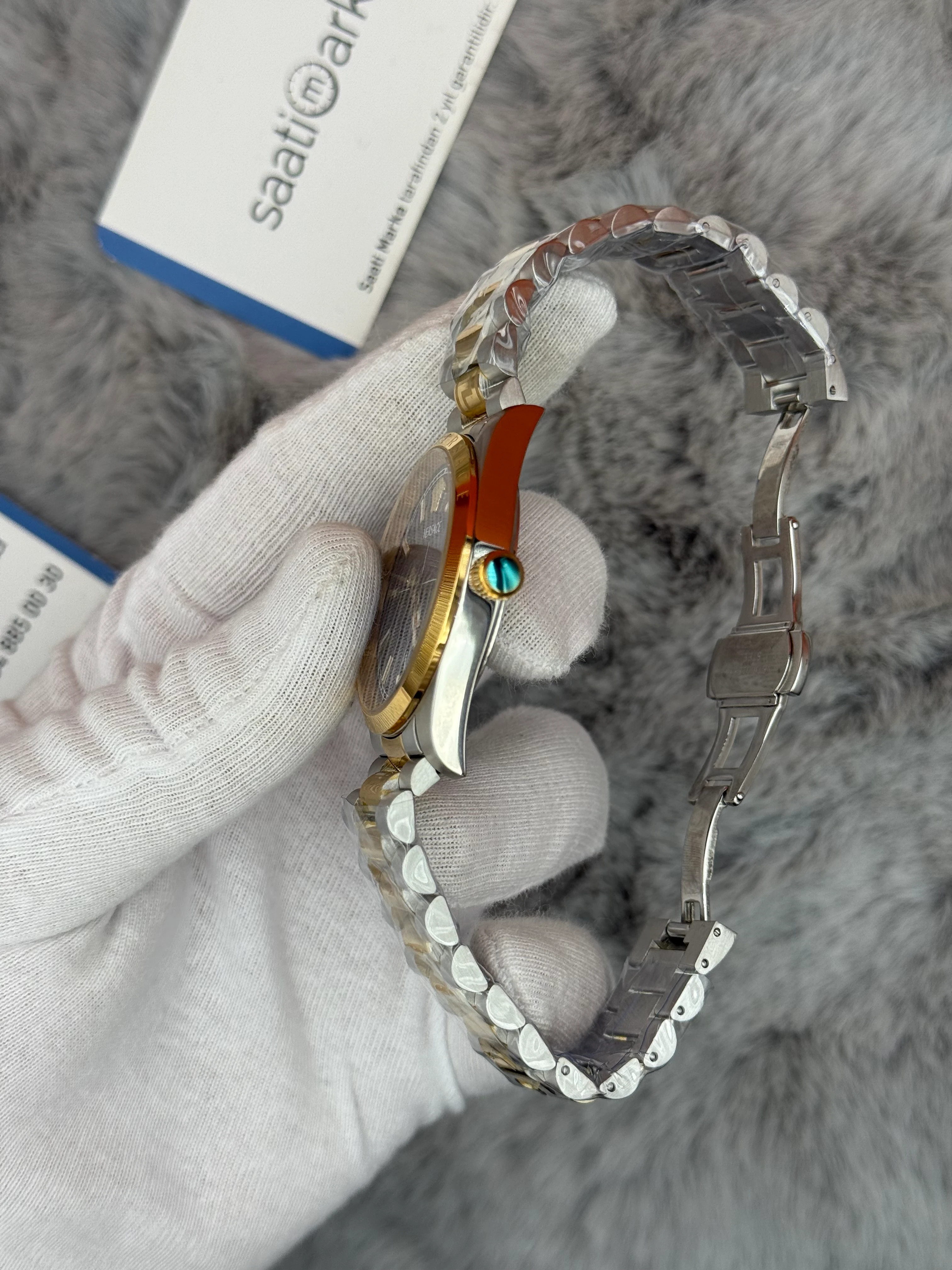 VERSACE 40MM MAVİ KADRAN GOLD SİLVER KASA KORDON ERKEK KOOL SAATİ