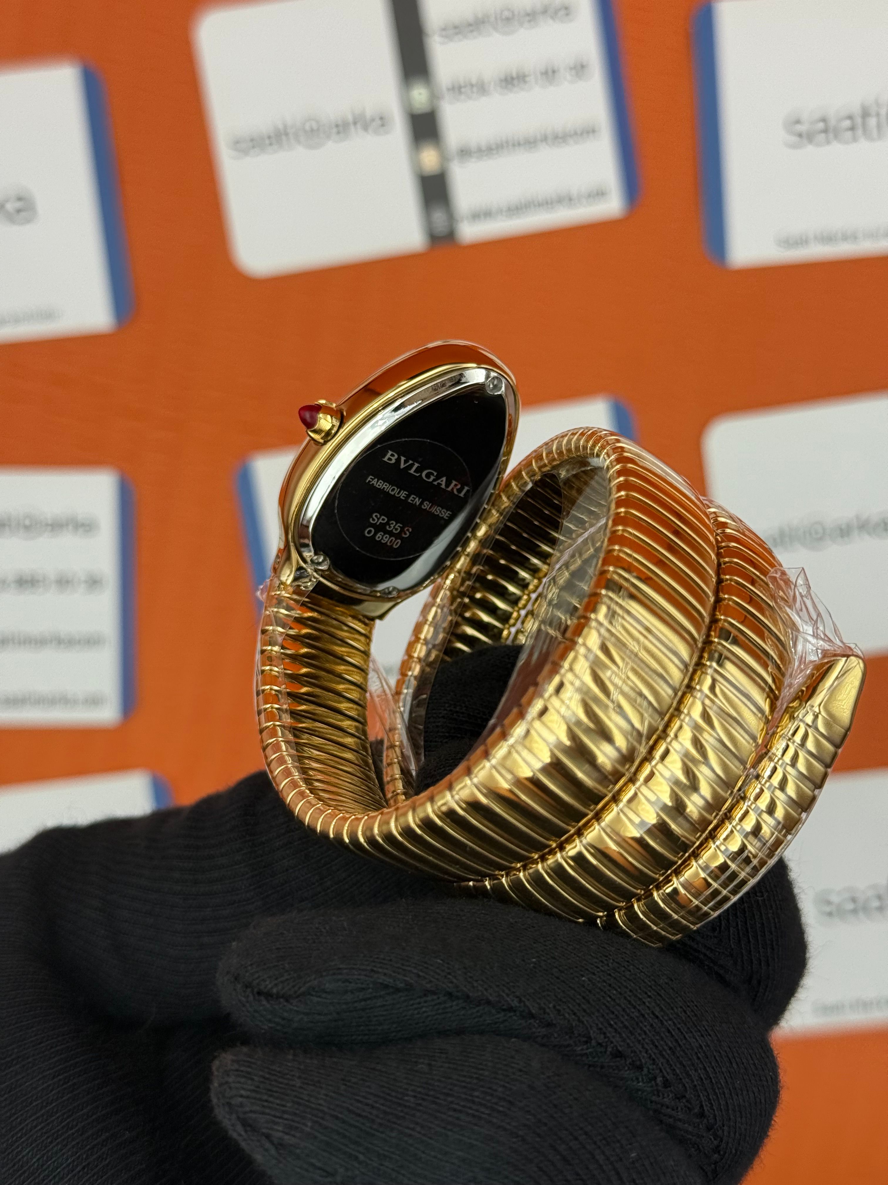 BVLGARİ serpenti çift sarma gold kordon siyah kadran kadın kol saati
