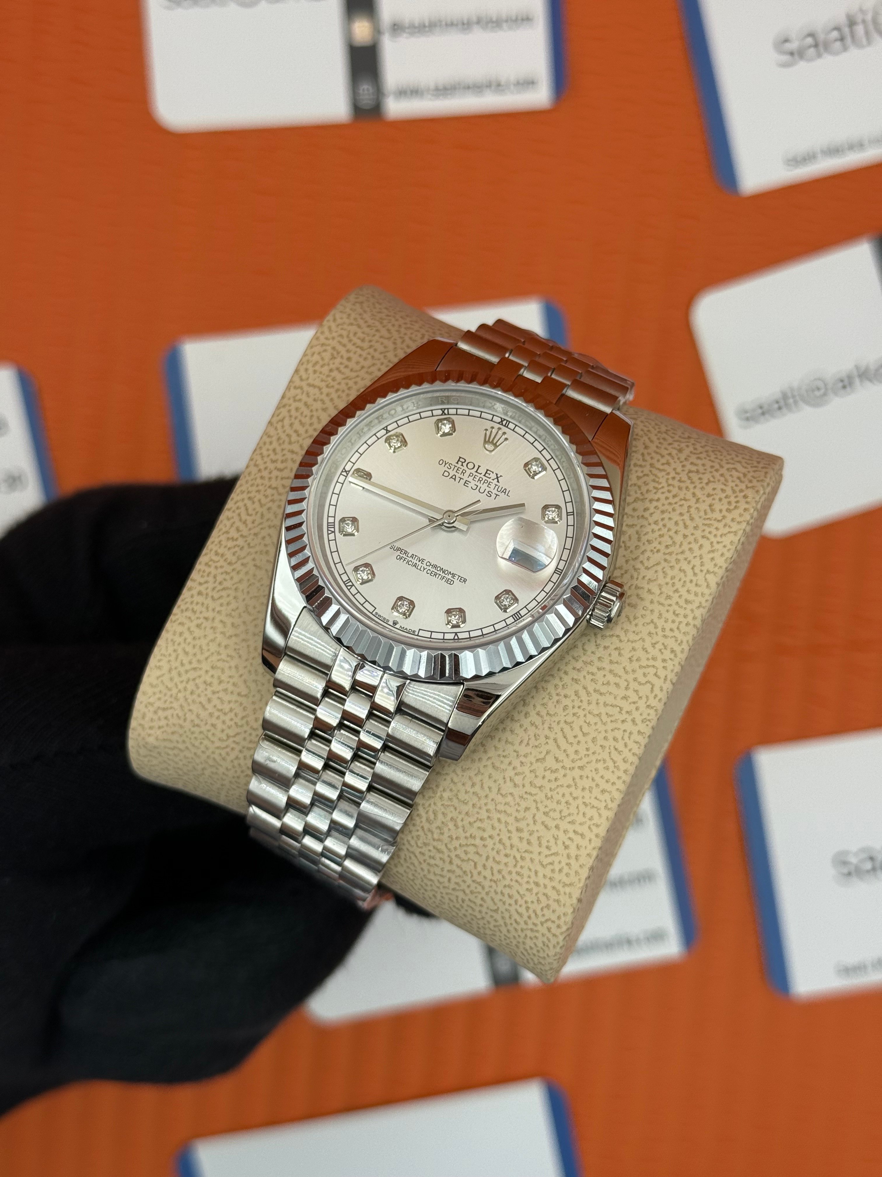 ROLEX Datejust baget taşlı white dial silver jubilee kordon