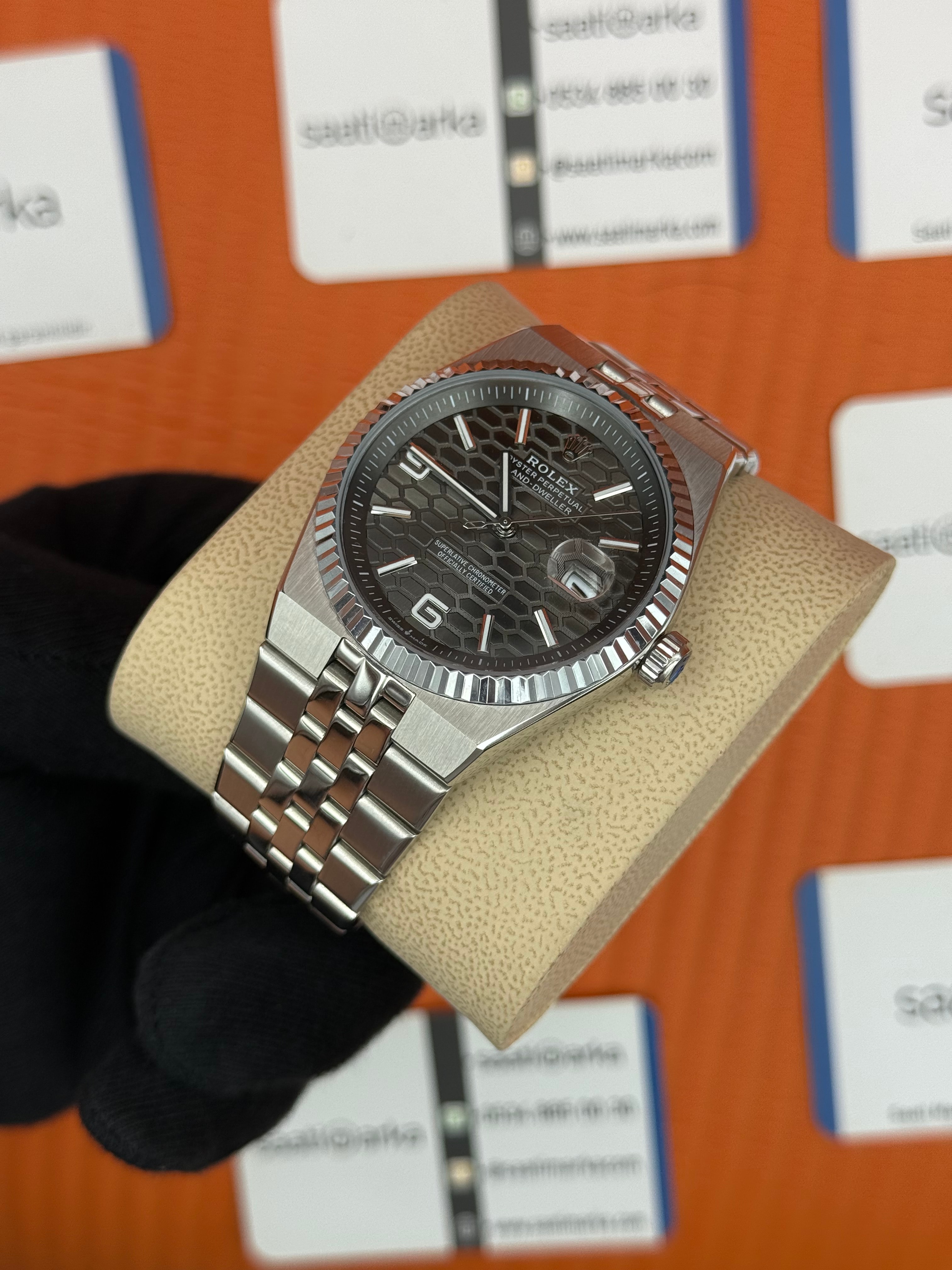 ROLEX land dweller 40mm gri kadran silver kasa kordon oystersteel erkek kol saati