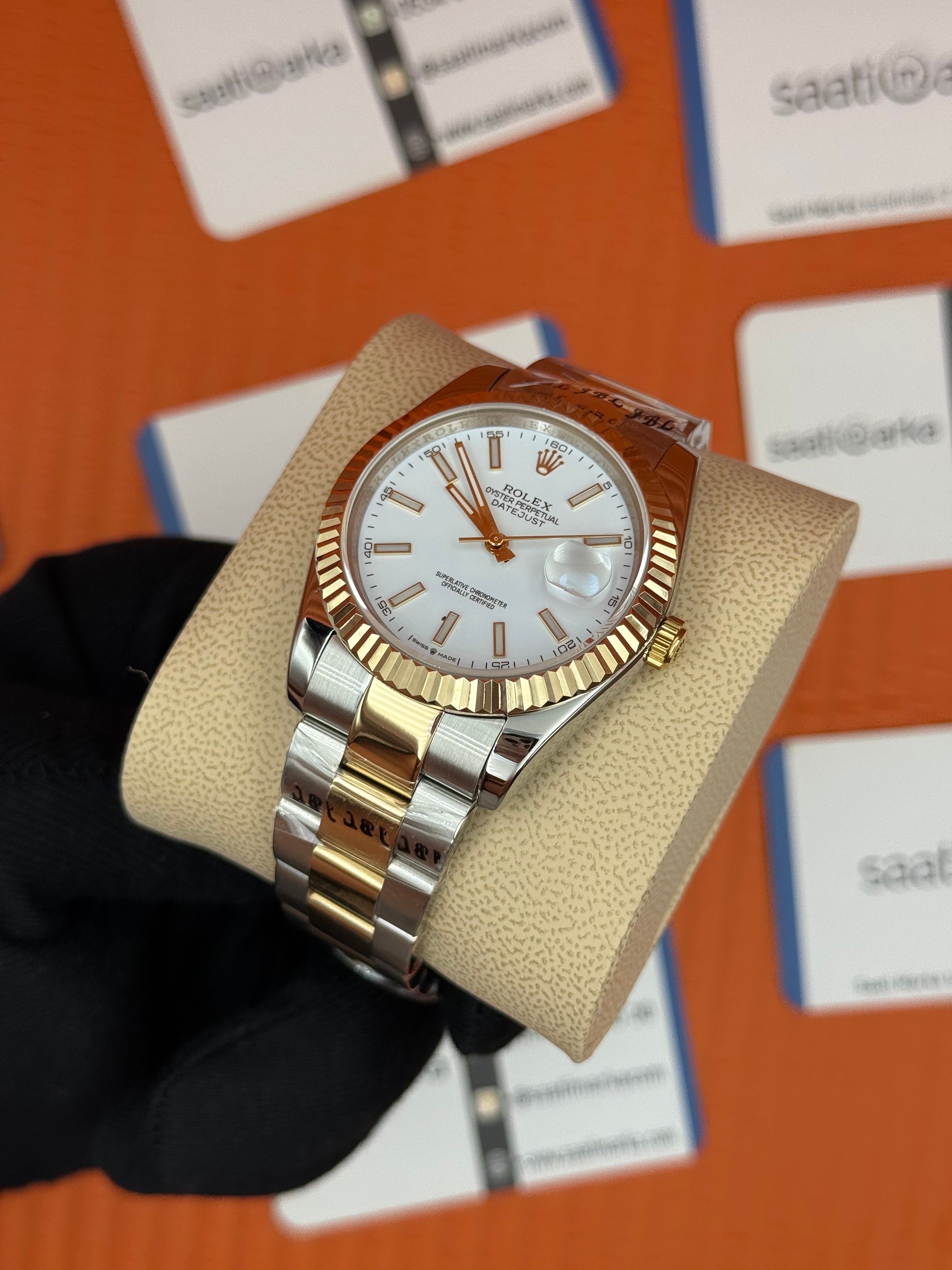 ROLEX Datejust white dial gold silver kasa-kordon oyster