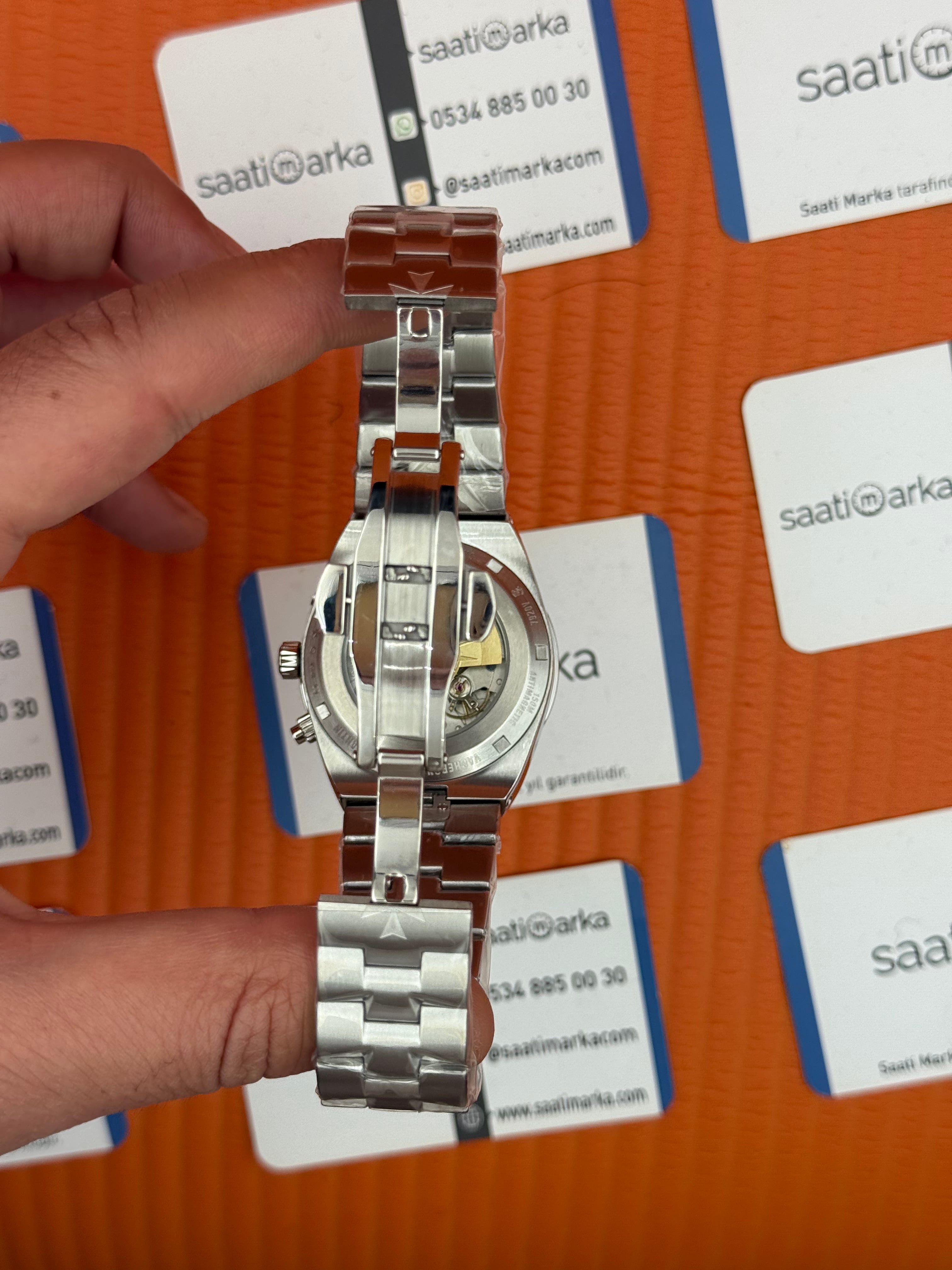 VACHERON CONSTANTIN overseas dual time 41mm mavi kadran silver kasa kordon erkek kol saati