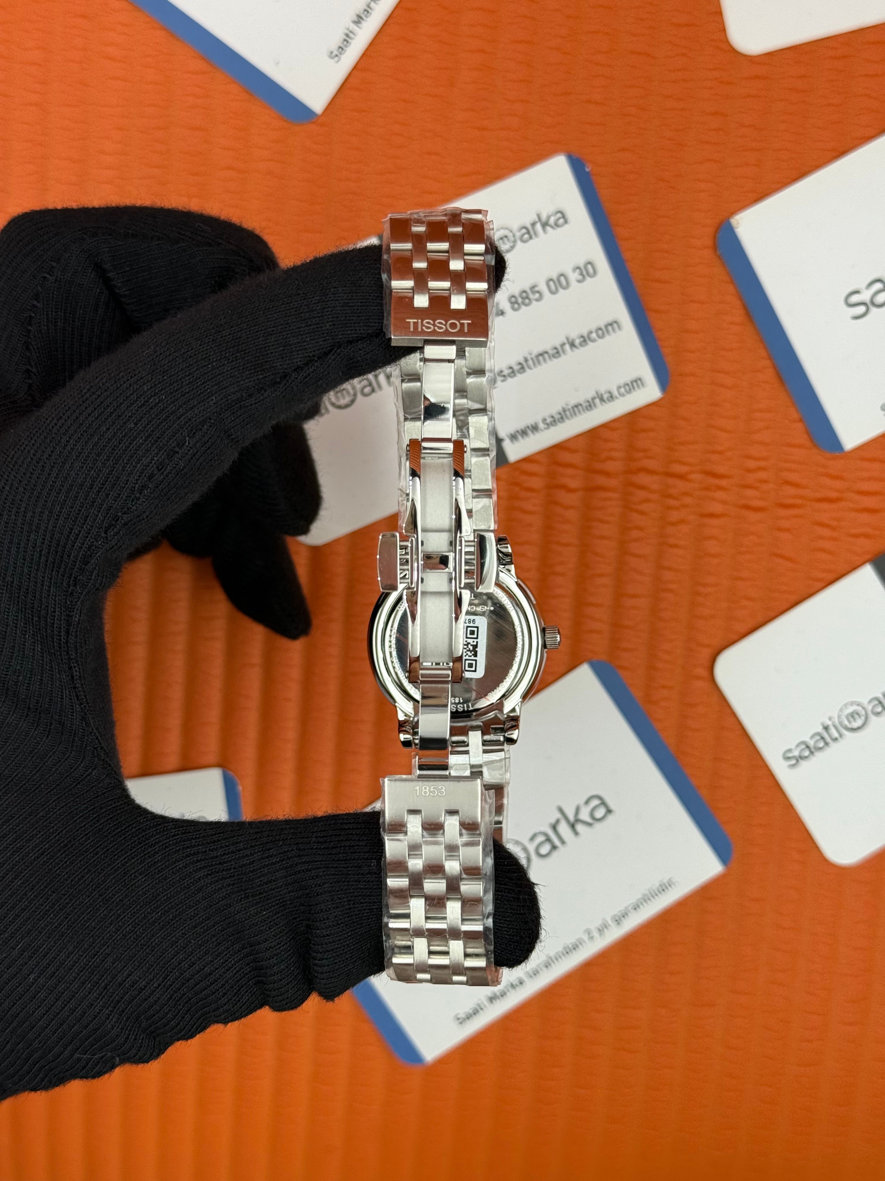 TISSOT siyah baget taşlı kadran silver kasa kordon kadın kol saati