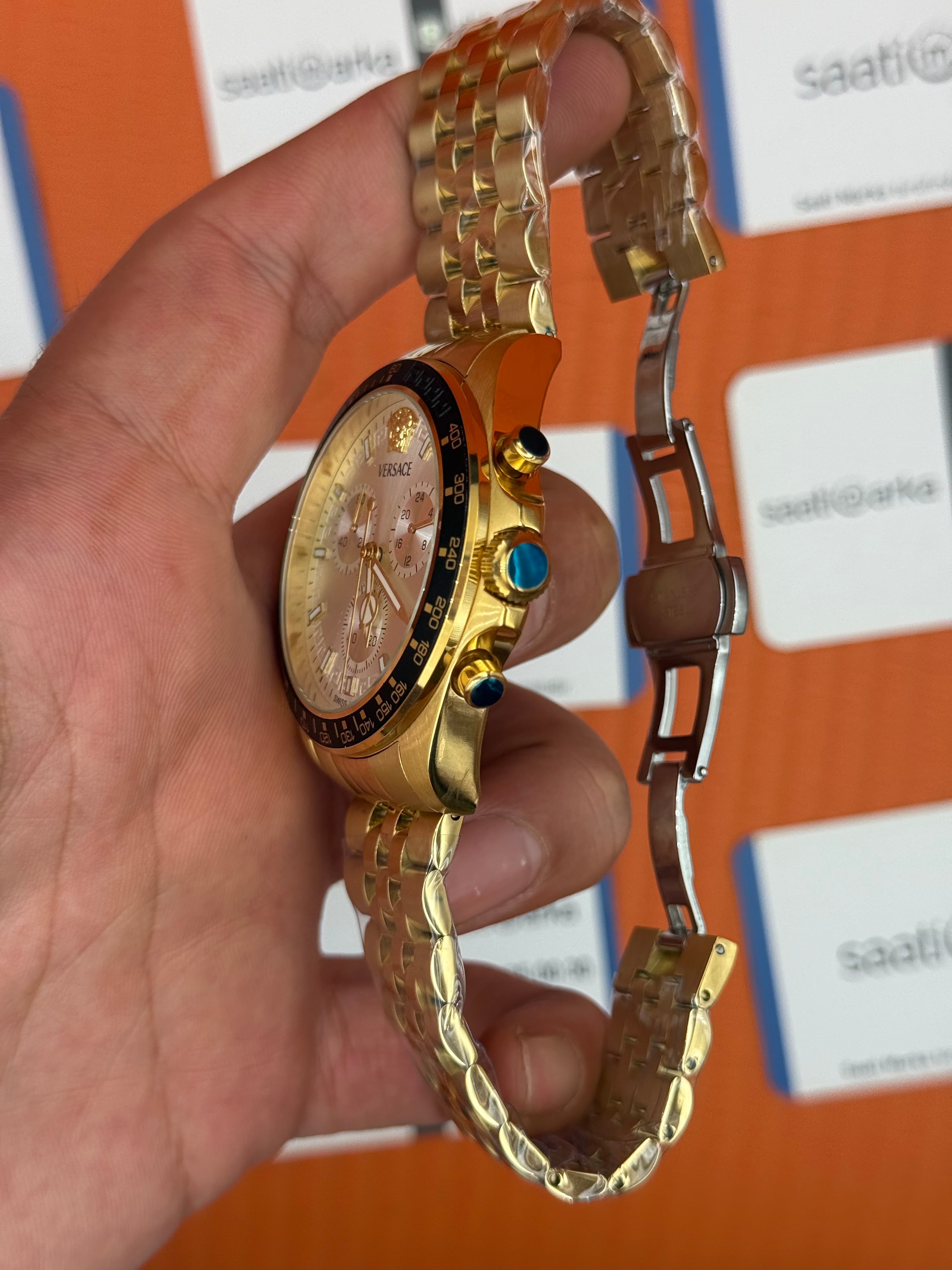 VERSACE beyaz kadran gold kasa kordon jubilee erkek kol saati