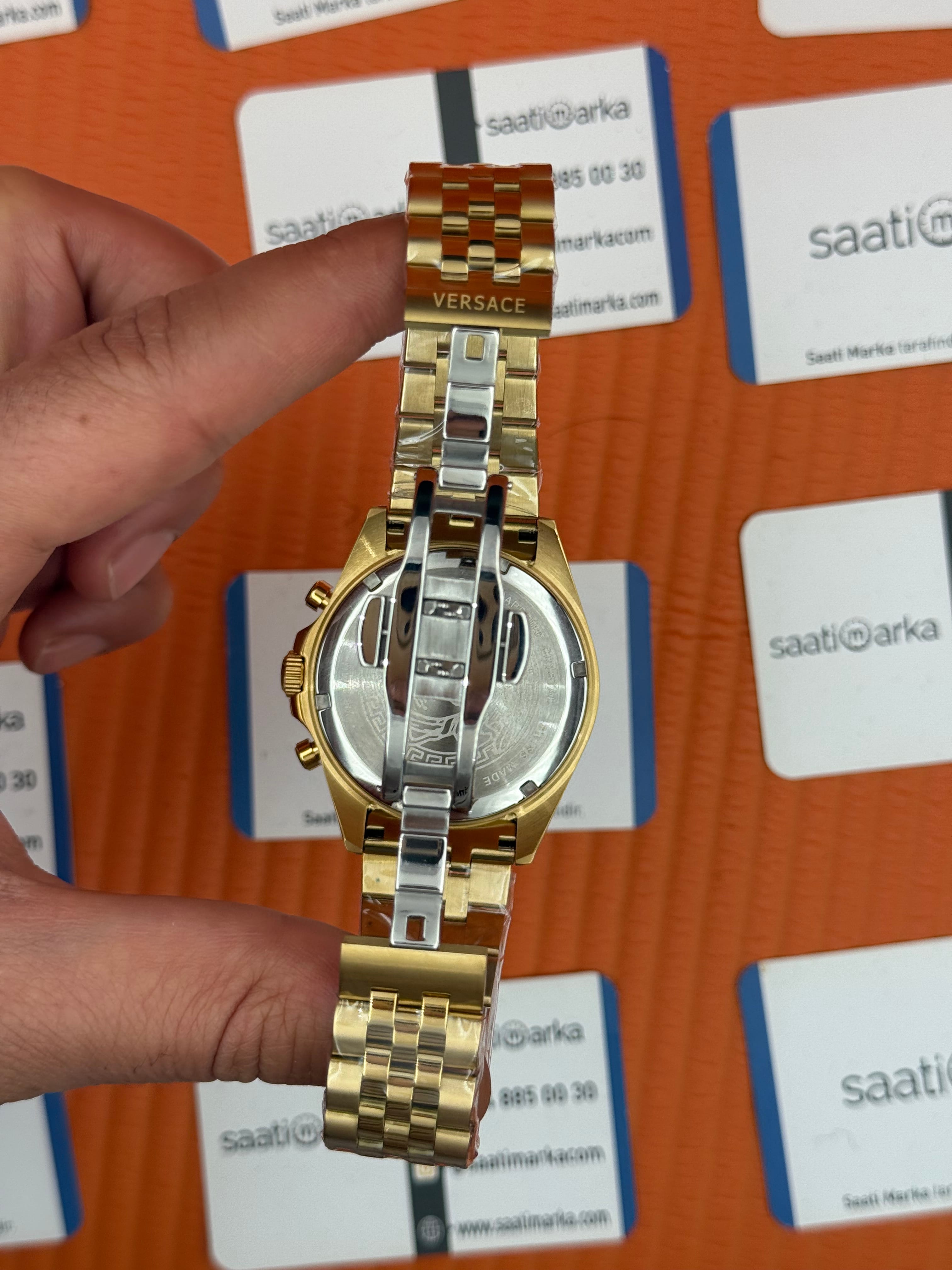 VERSACE siyah kadran gold kasa kordon jubilee erkek kol saati