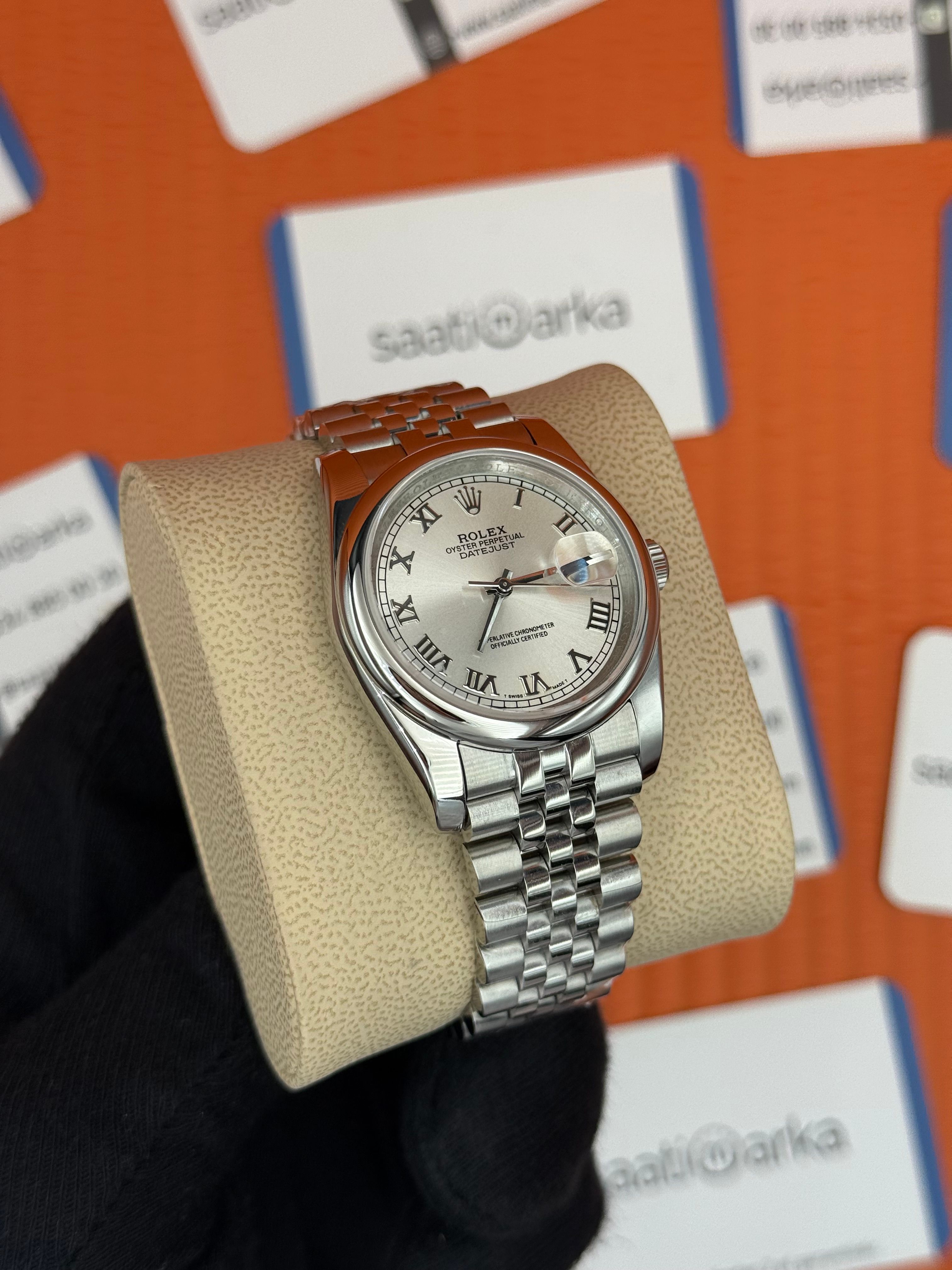 ROLEX datejust 36mm beyaz roma rakamlı kadran silver jubilee kordon