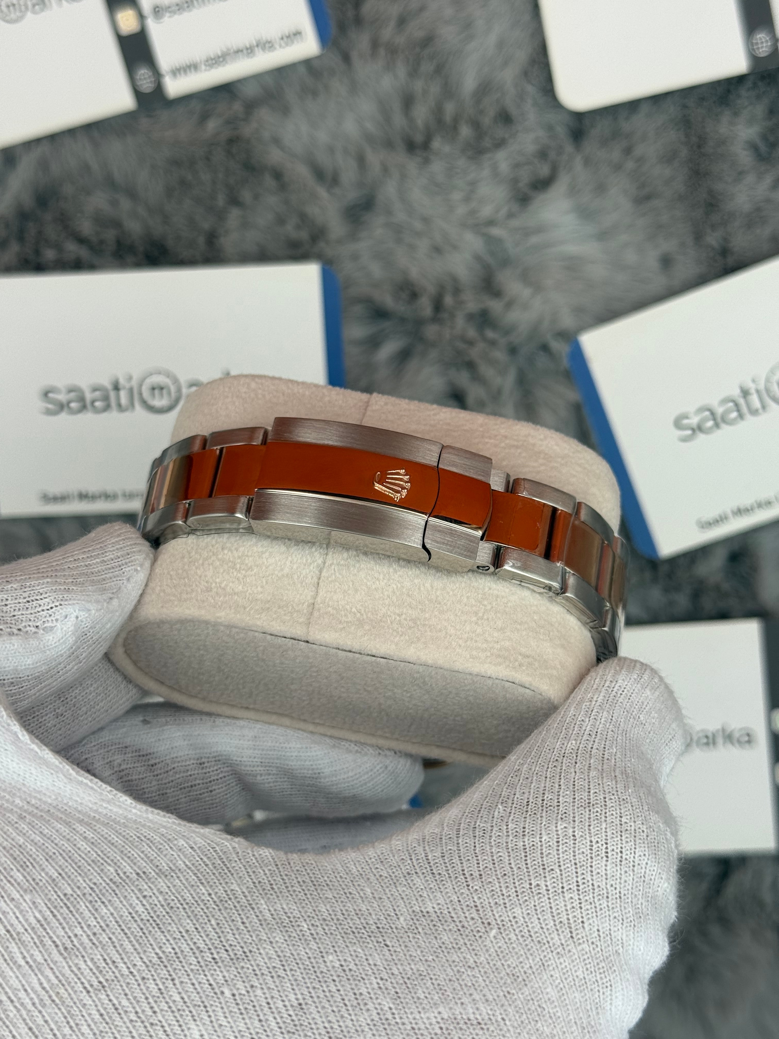 ROLEX Datejust 36mm gri kadran taşlı bezel silver kasa rose silver oyster kordon 