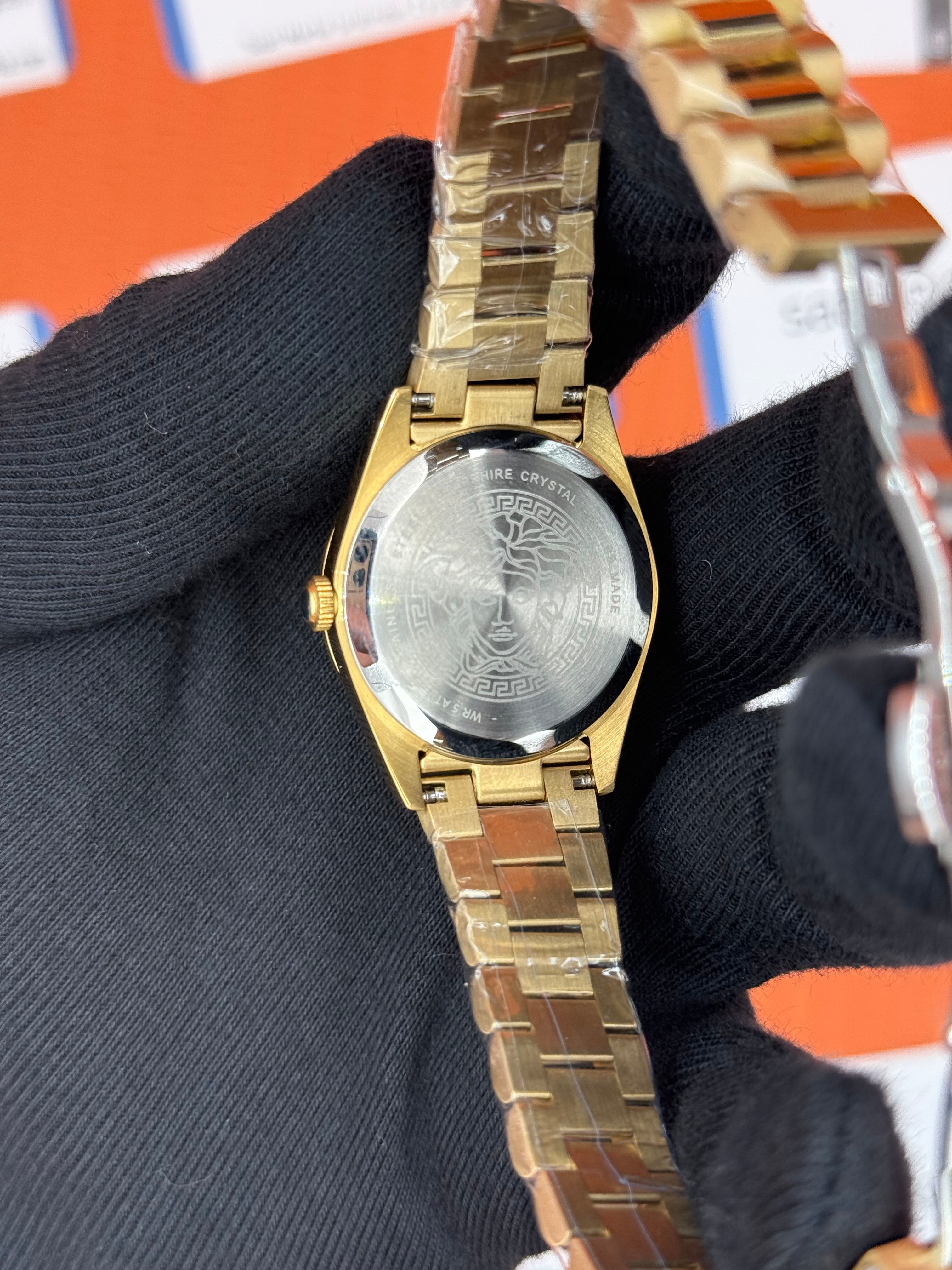 VERSACE siyah kadran gold kasa kordon kadın kol saati