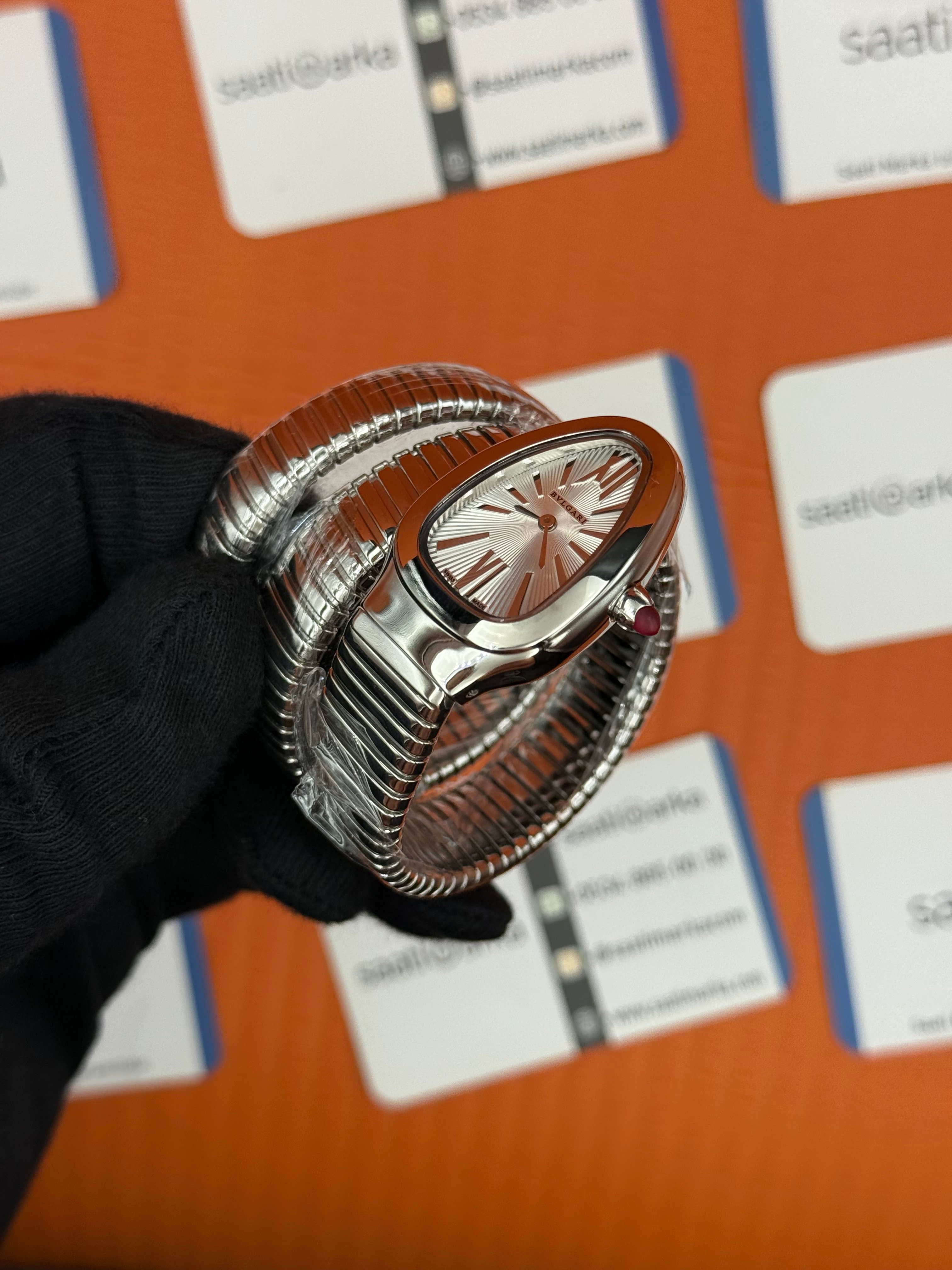 BVLGARİ serpenti çift sarma silver kordon beyaz kadran kadın kol saati