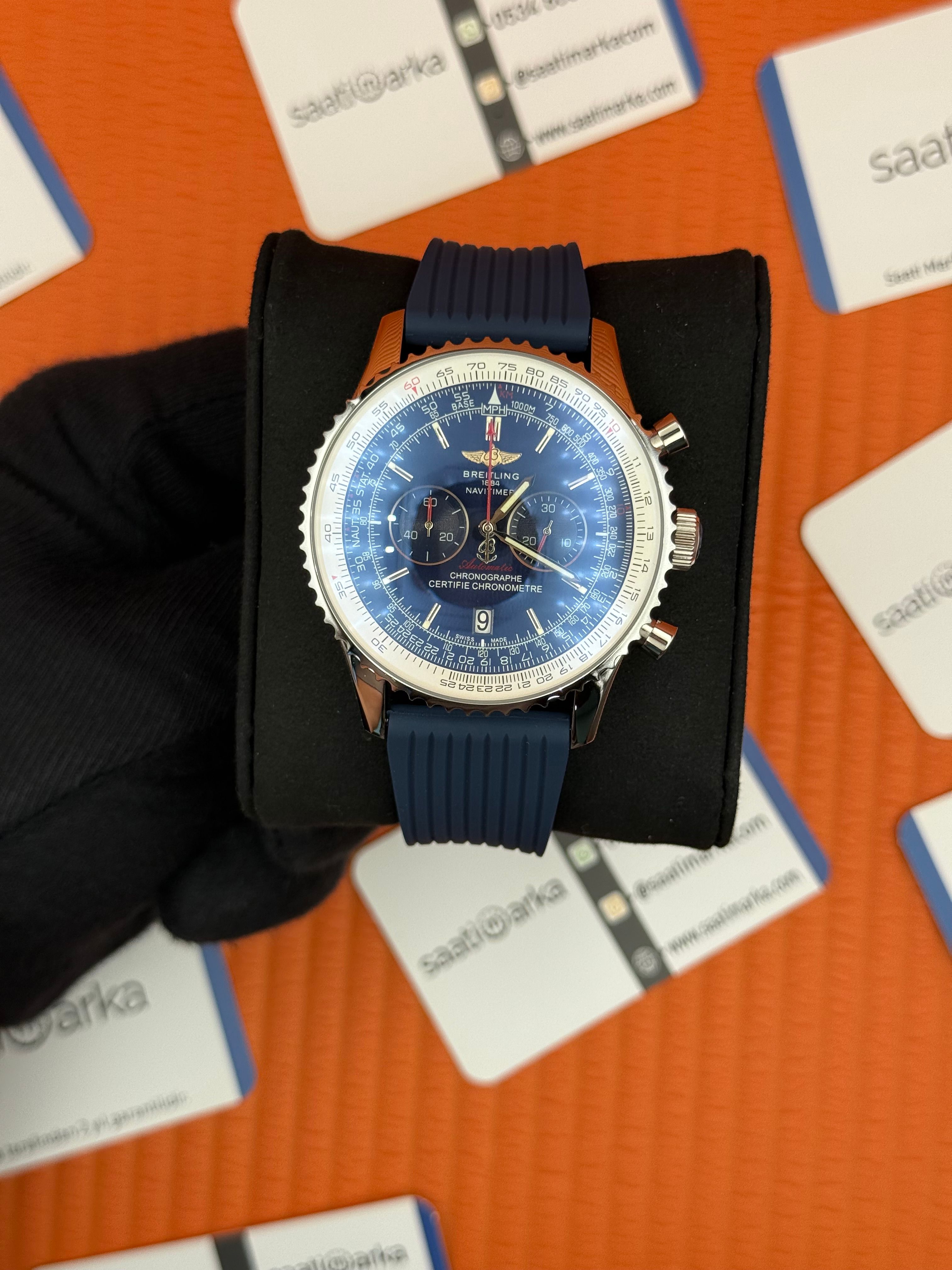 BREITLING Navitimer lacivert kauçuk kordon lacivert kadran çelik kasa