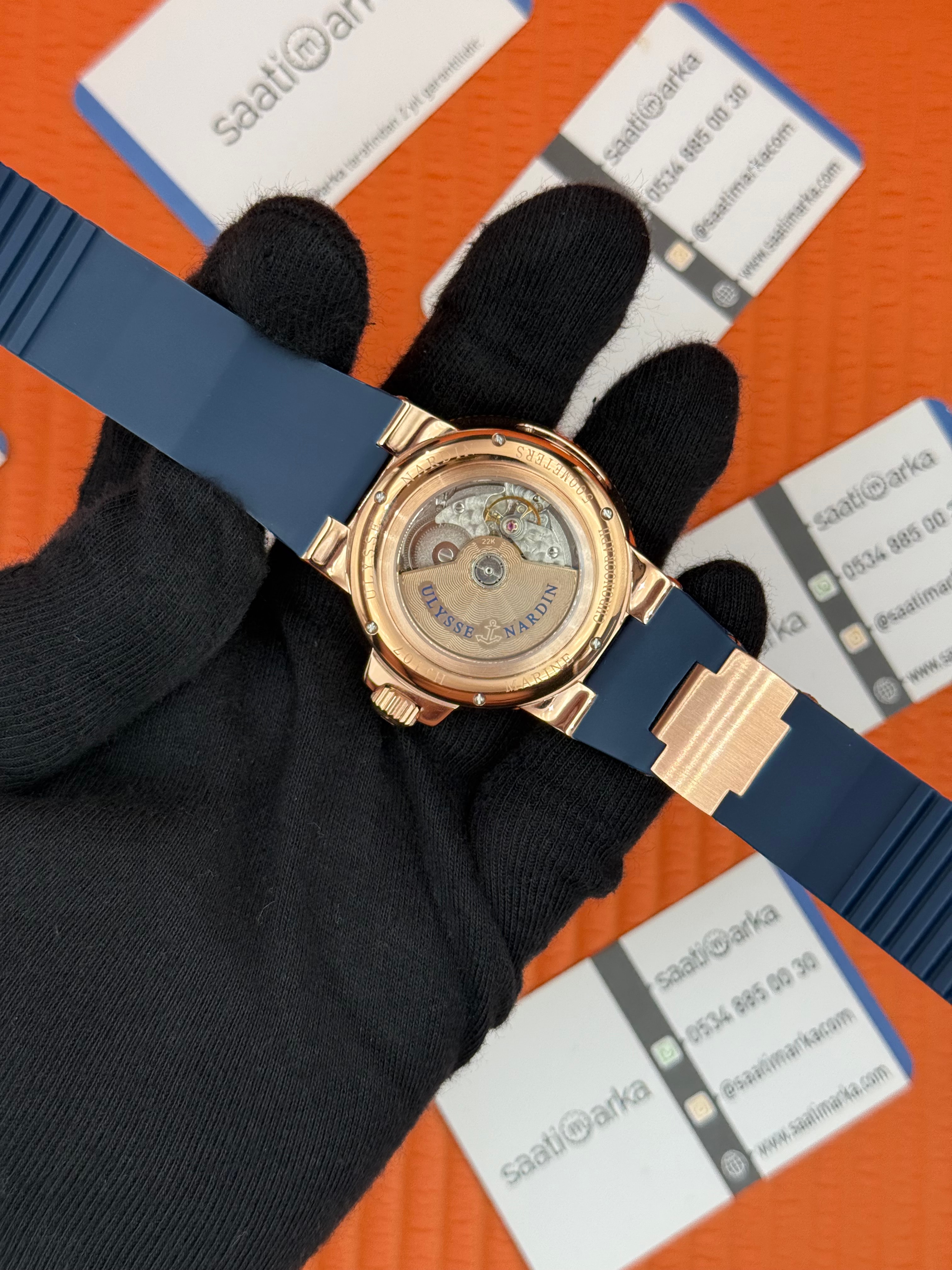 ULYSSE NARDİN MARİNE CHRONOMETER LACİVERT KAUÇUK KORDON LACİVERT KADRAN ROSE KASA