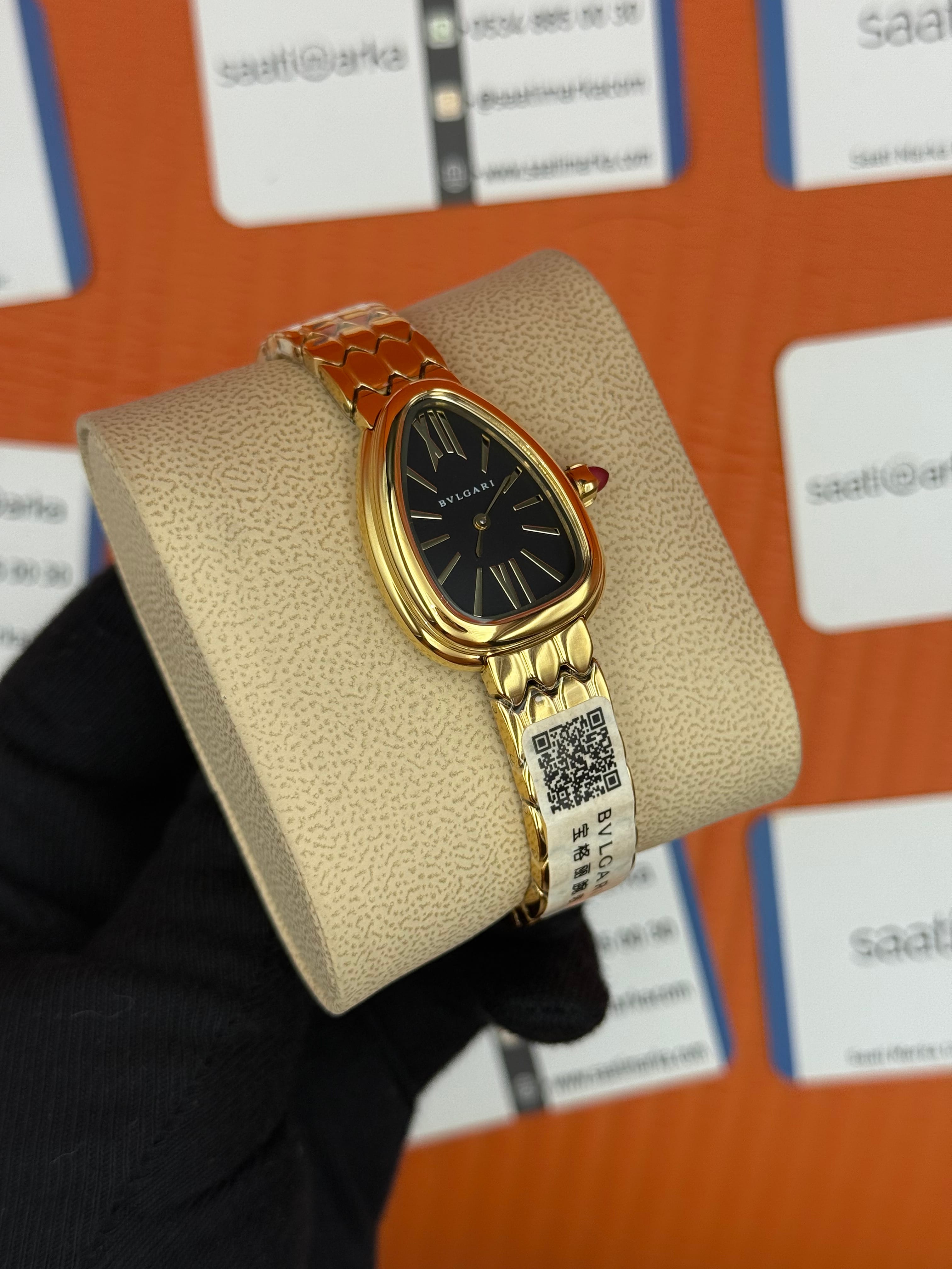 BVLGARİ serpenti seduttori siyah kadran gold kasa kordon kadın kol saati