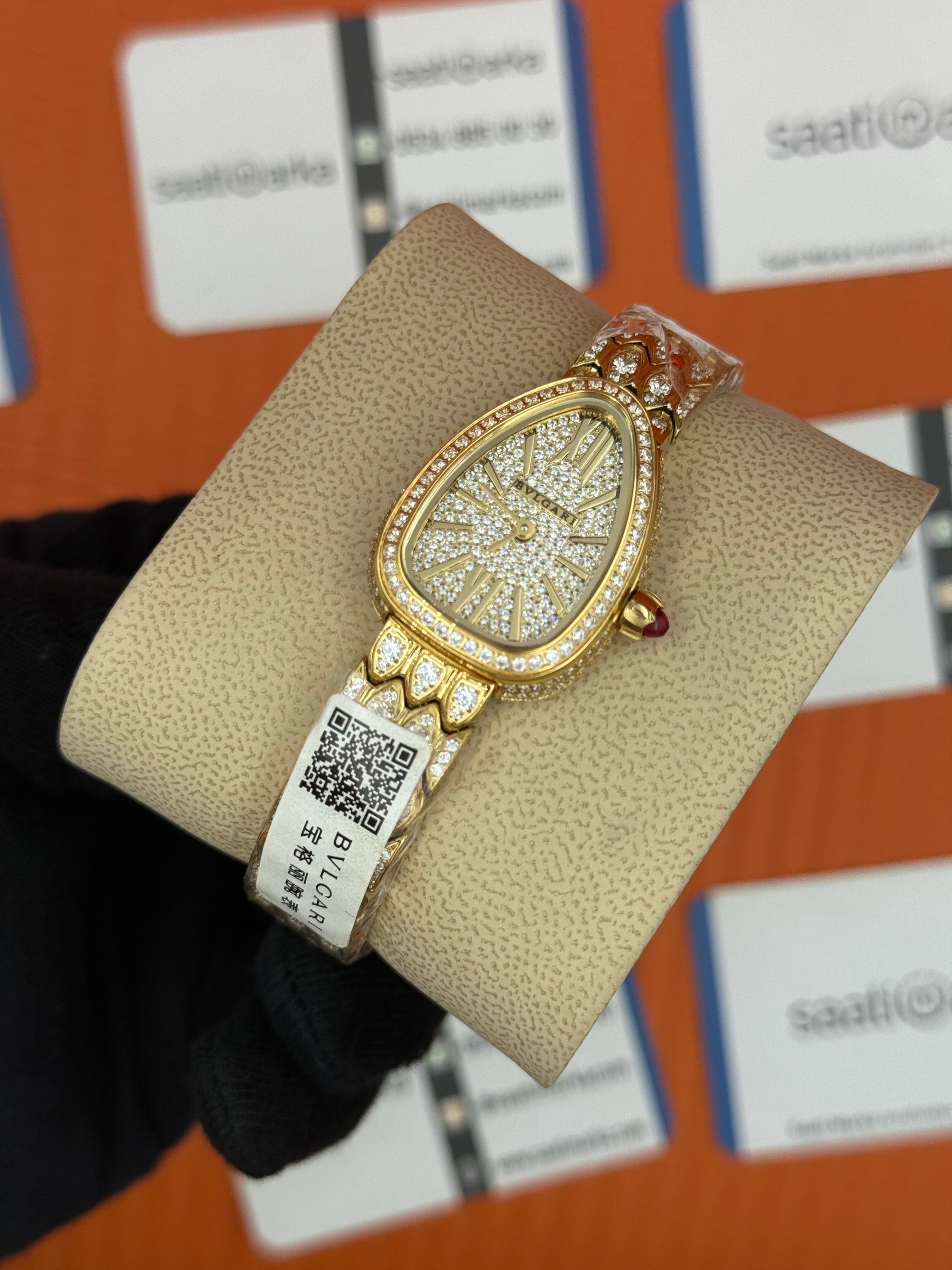 BVLGARİ serpenti seduttori full diamond gold kasa kordon kadın kol saati