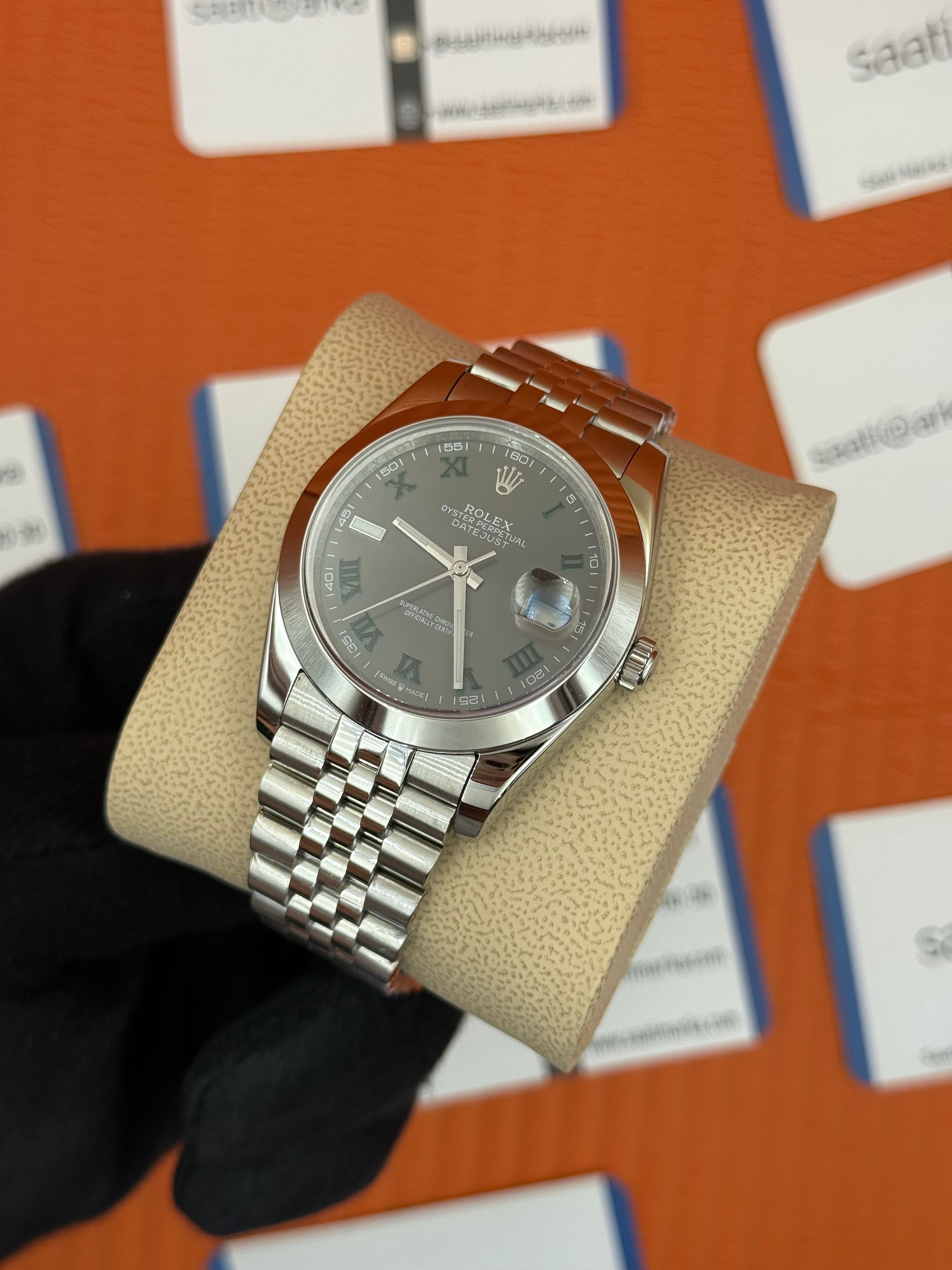 ROLEX Datejust wimbledon grey dial silver jubilee kordon