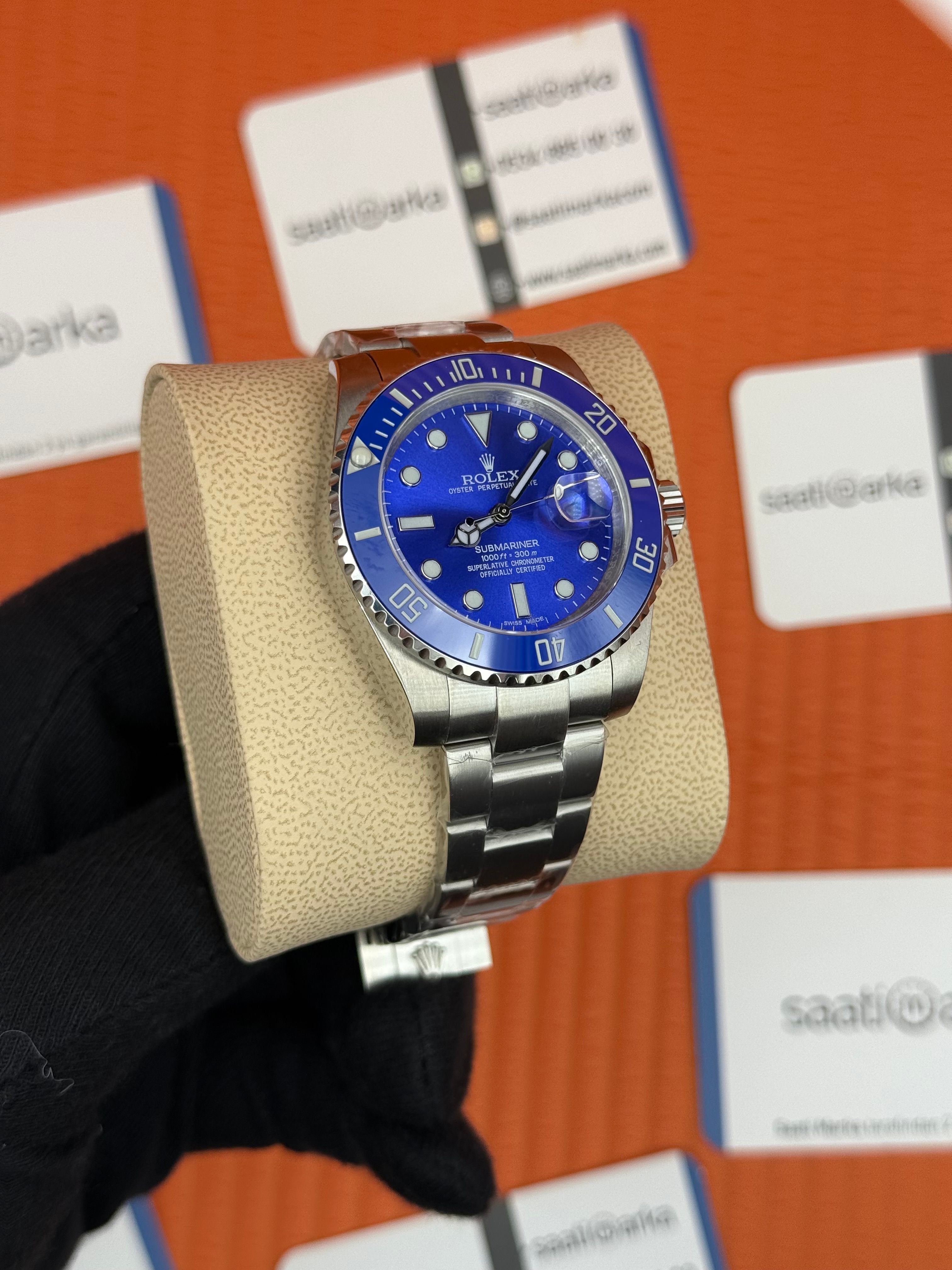 ROLEX Submariner blue dial bezel silver kasa-kordon