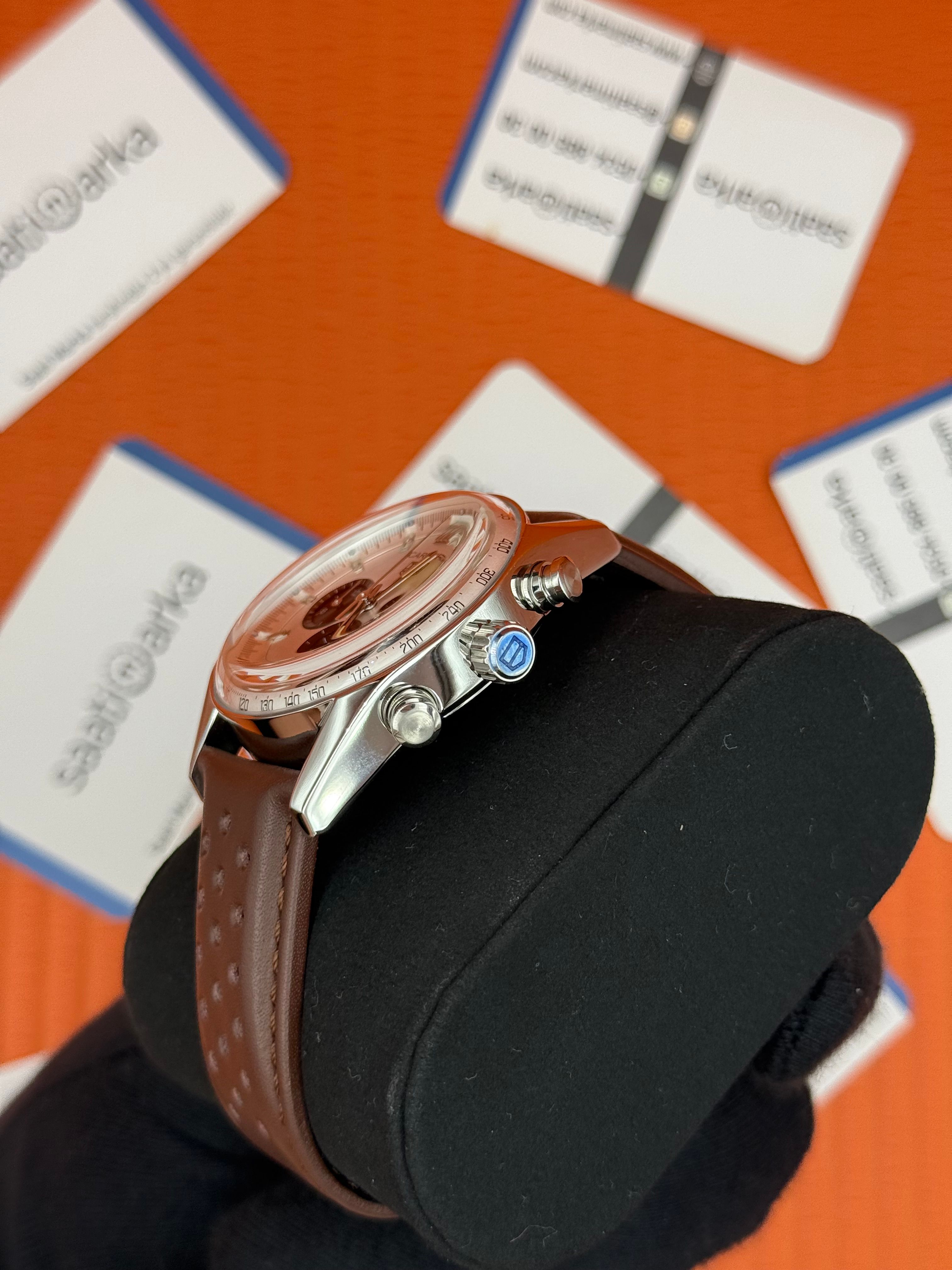 TAGHEUER CARRERA TELEMETER KAHVERENGİ DERİ KORDON 