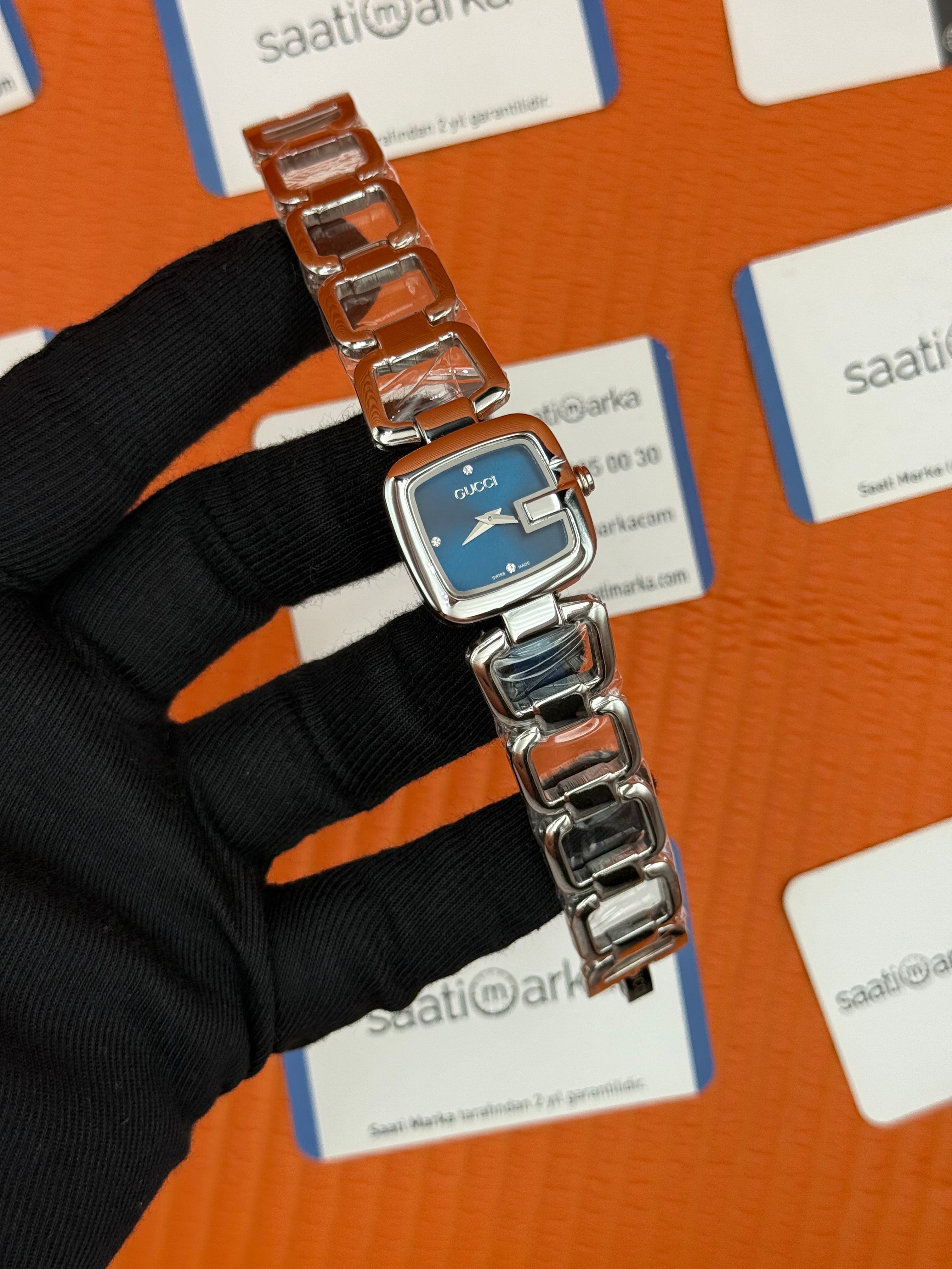 GUCCI YA125508 mavi kadran silver kasa kordon kadın kol saati