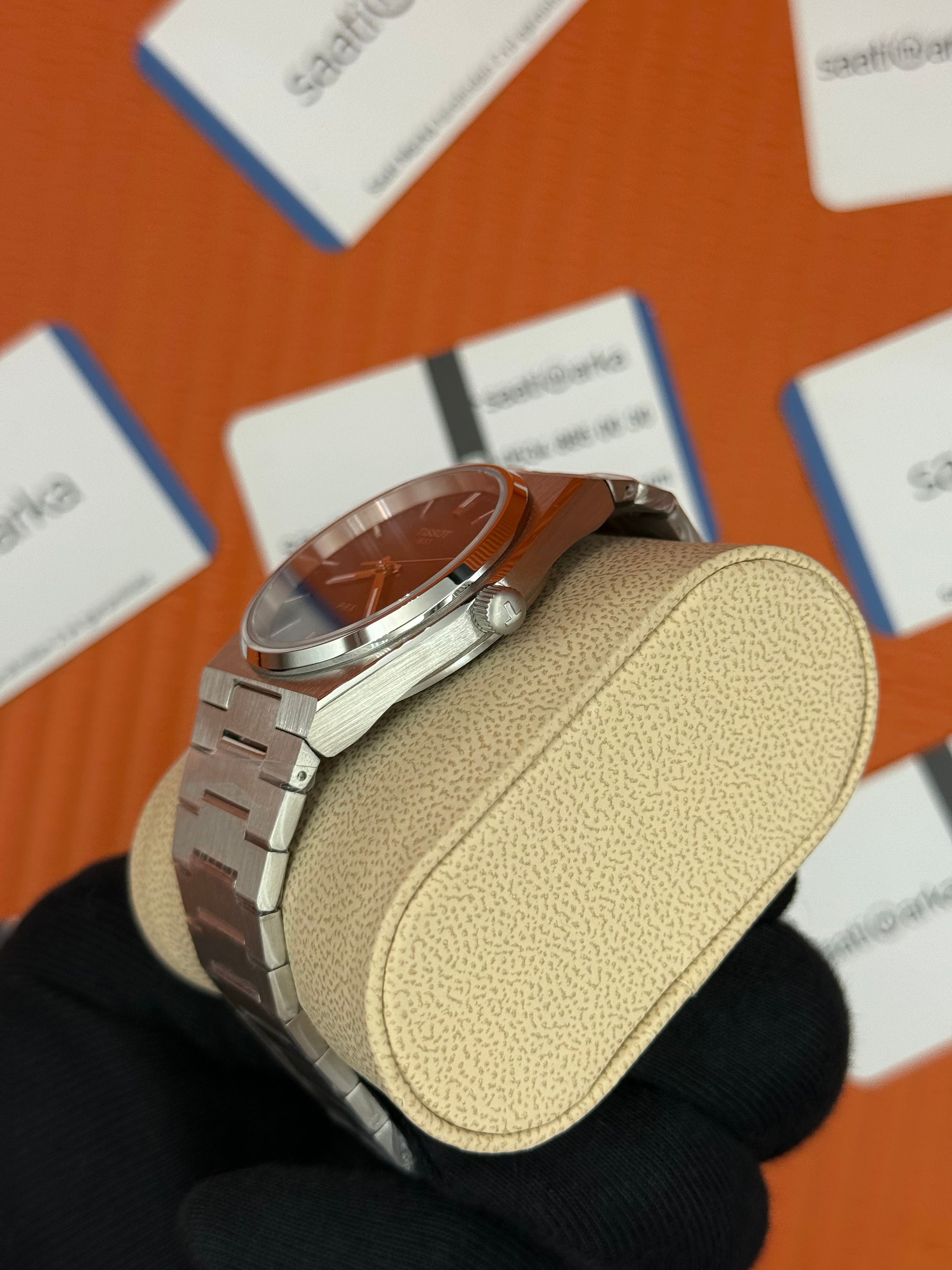 TISSOT PRX 40MM mavi kardan silver kasa  kordon erkek kol saati