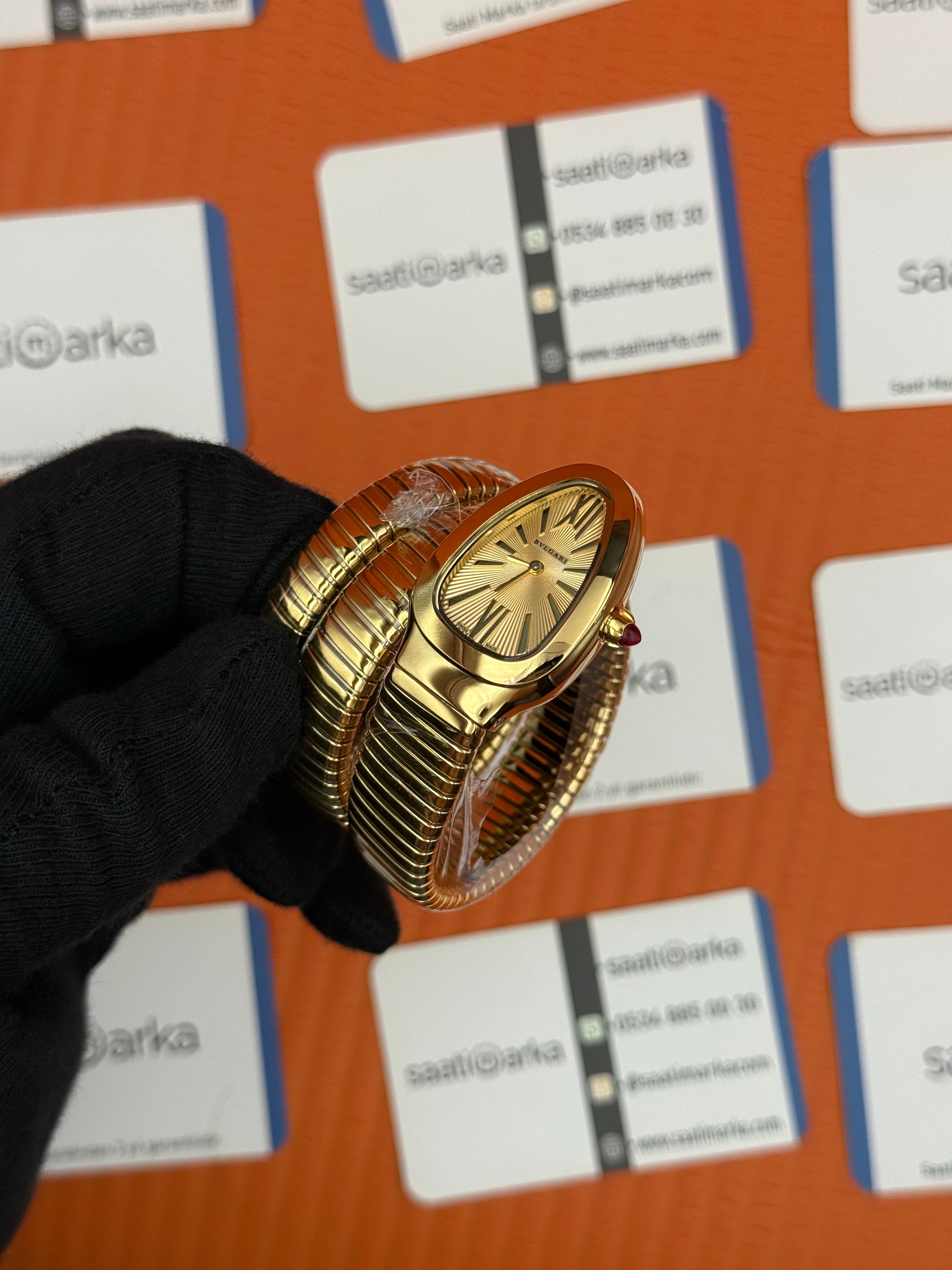 BVLGARİ serpenti çift sarma gold kordon şampanya kadran kadın kol saati