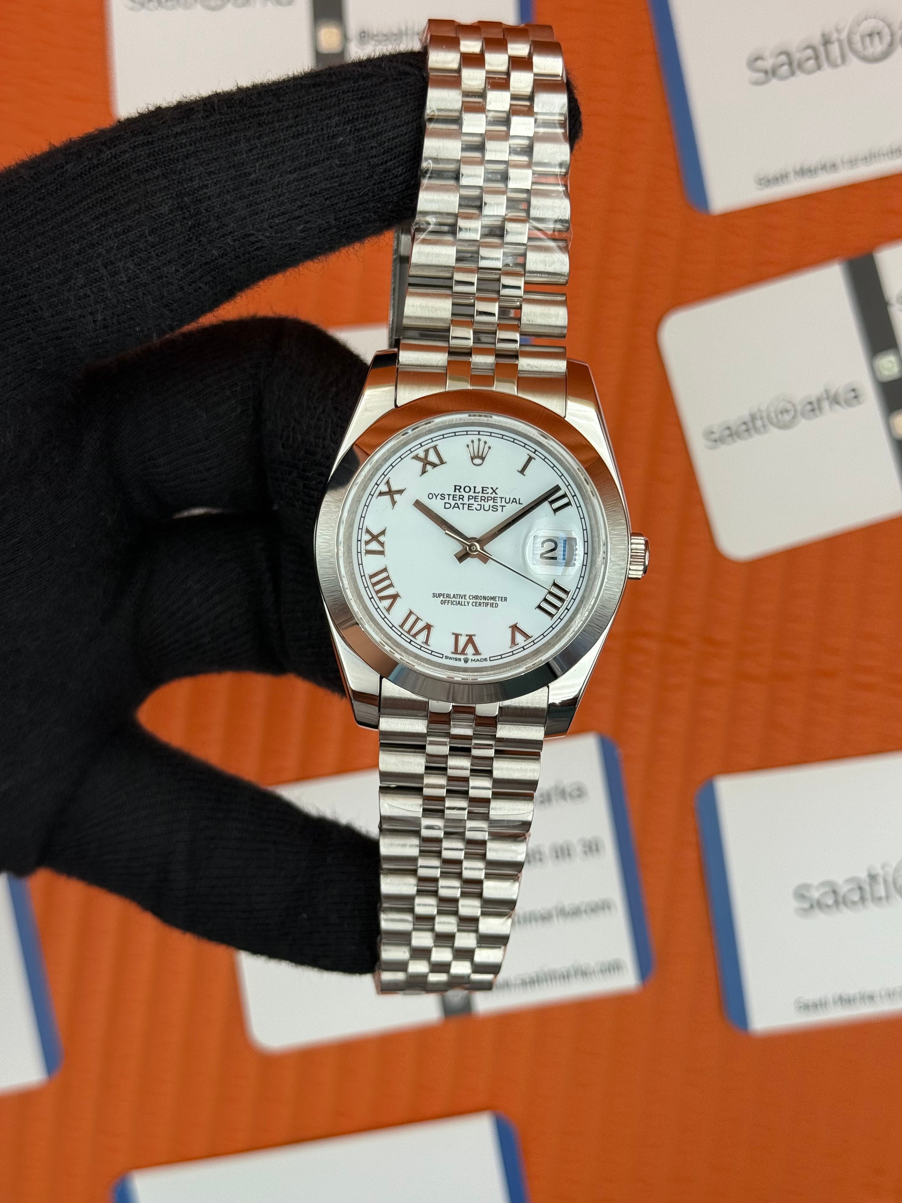 ROLEX Datejust roma rakamlı white dial silver jubilee kordon
