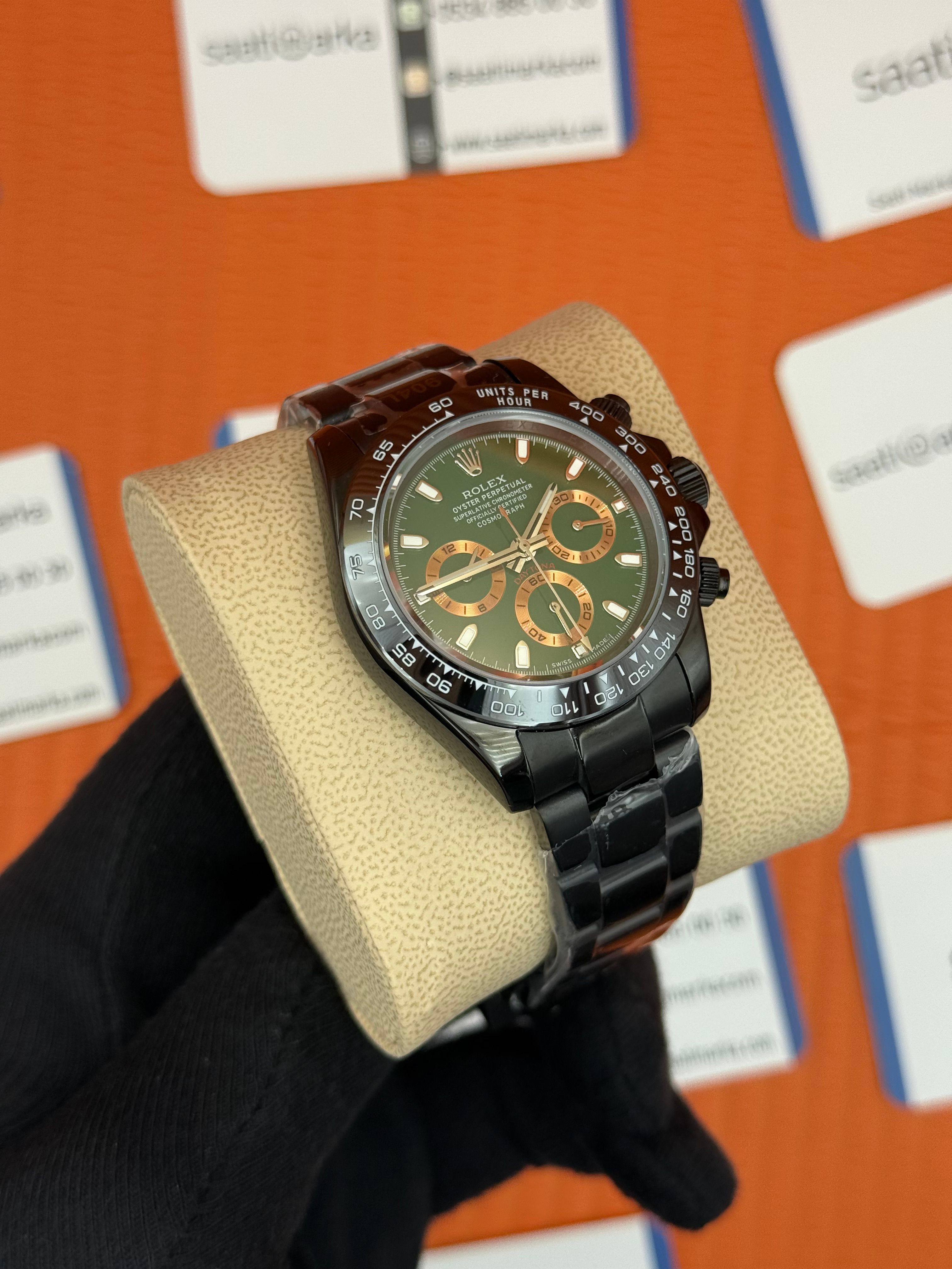 ROLEX Daytona green dial siyah kasa-kordon