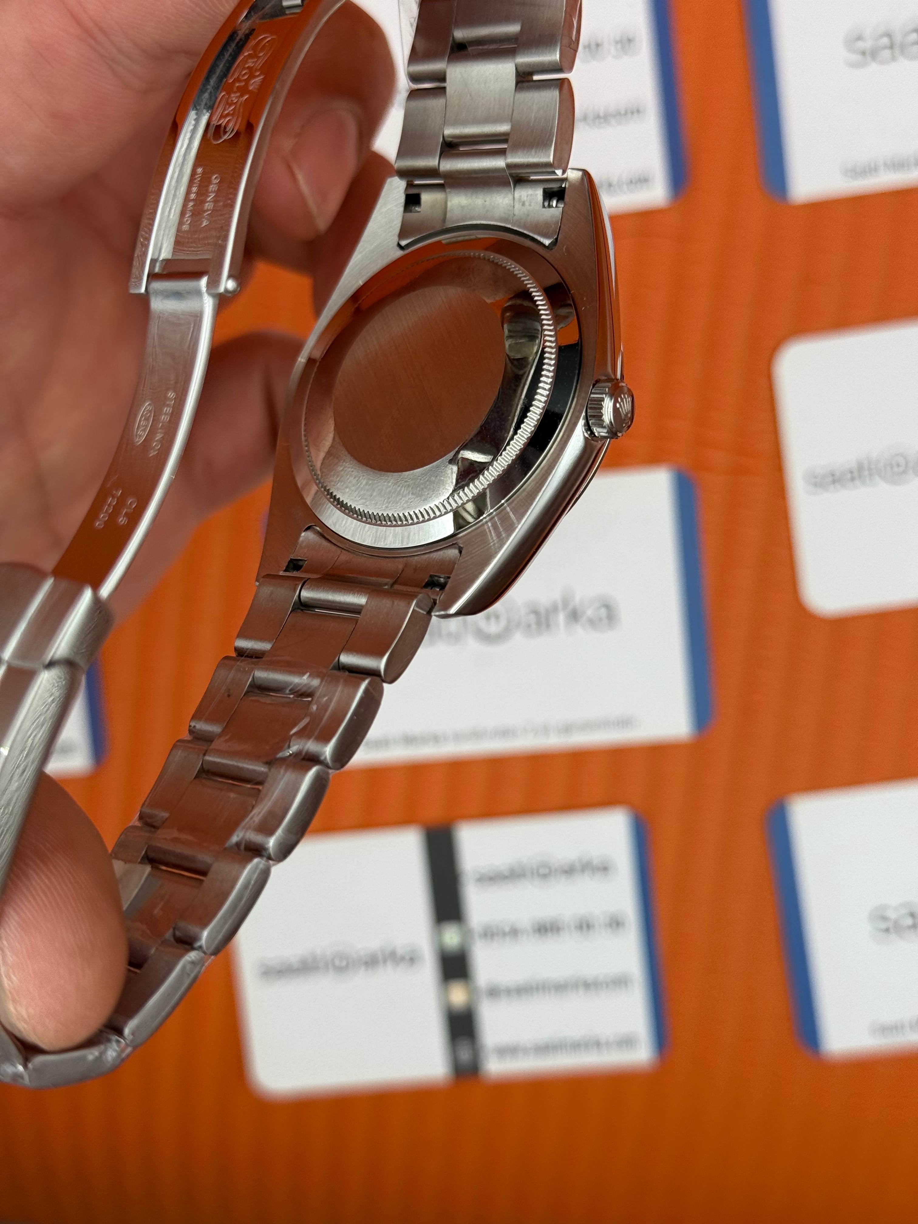 ROLEX oyster perpetual siyah kadran silver kasa kordon erkek kol saati