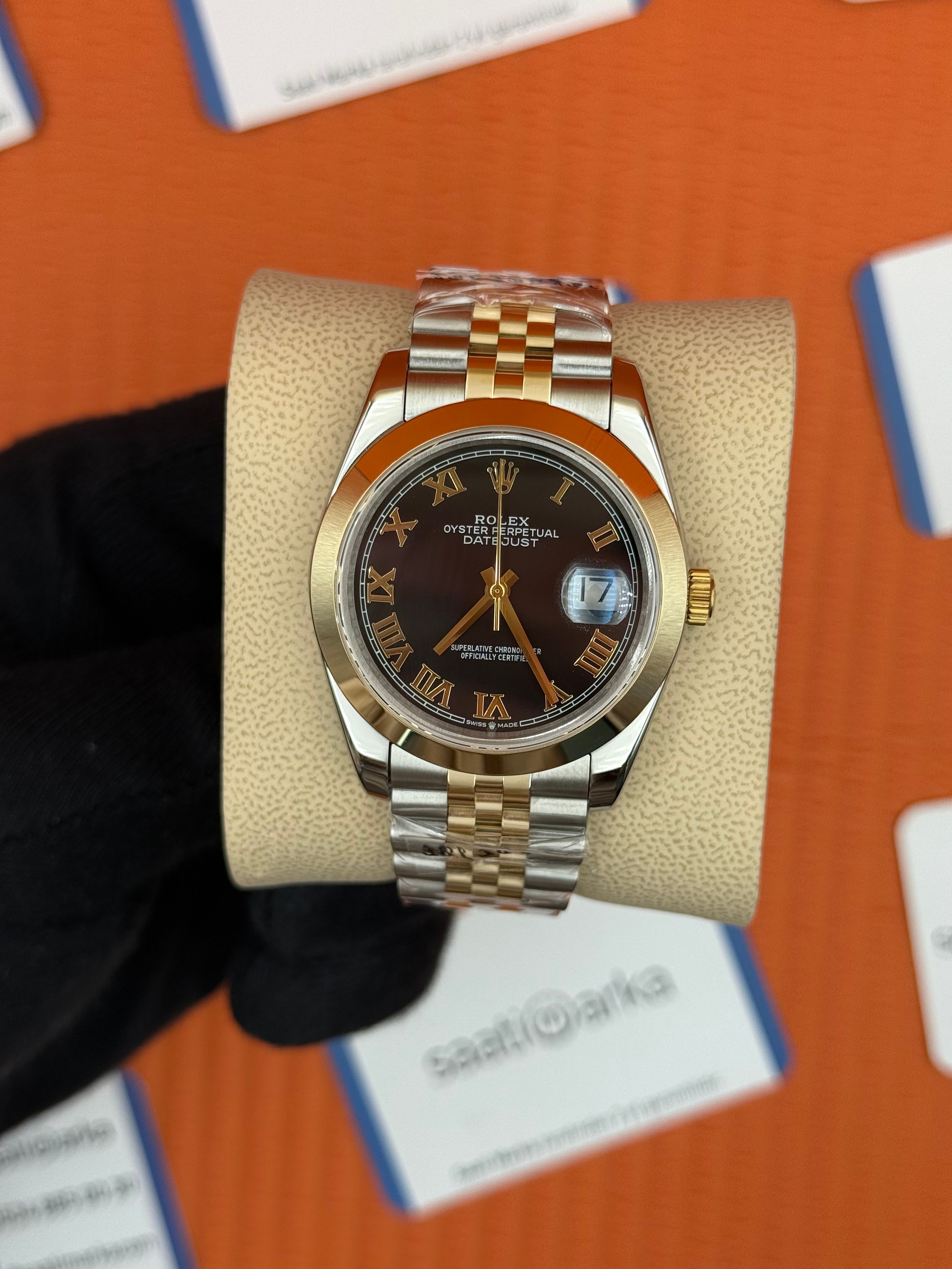 ROLEX Datejust roma rakamlı black dial gold-silver jubilee kordon