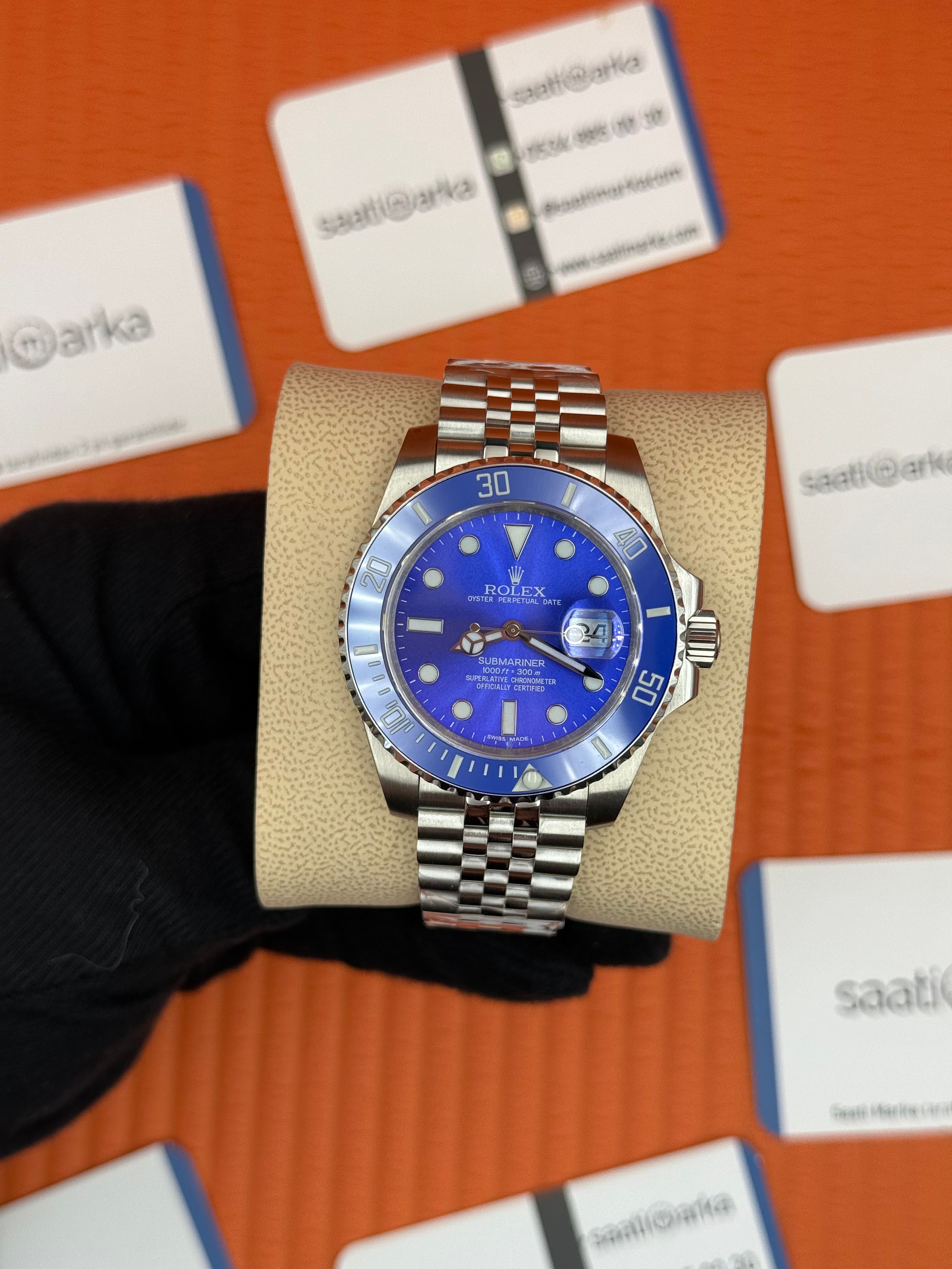 ROLEX Submariner jubilee silver kordon blue dial 