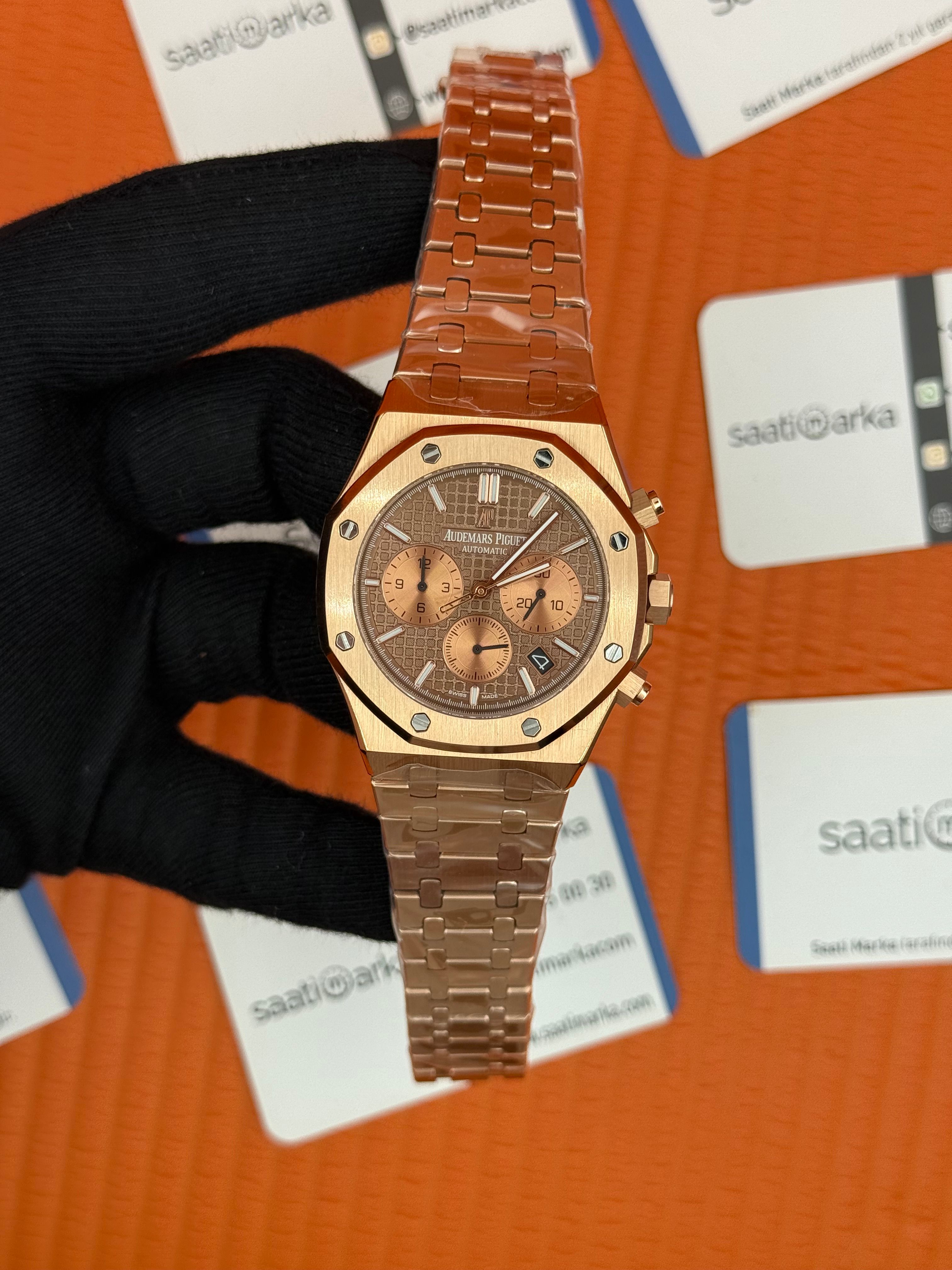 AUDEMARS PİGUET CHOCOLATE DİAL ROSE KASA KORDON ROYAL OAK