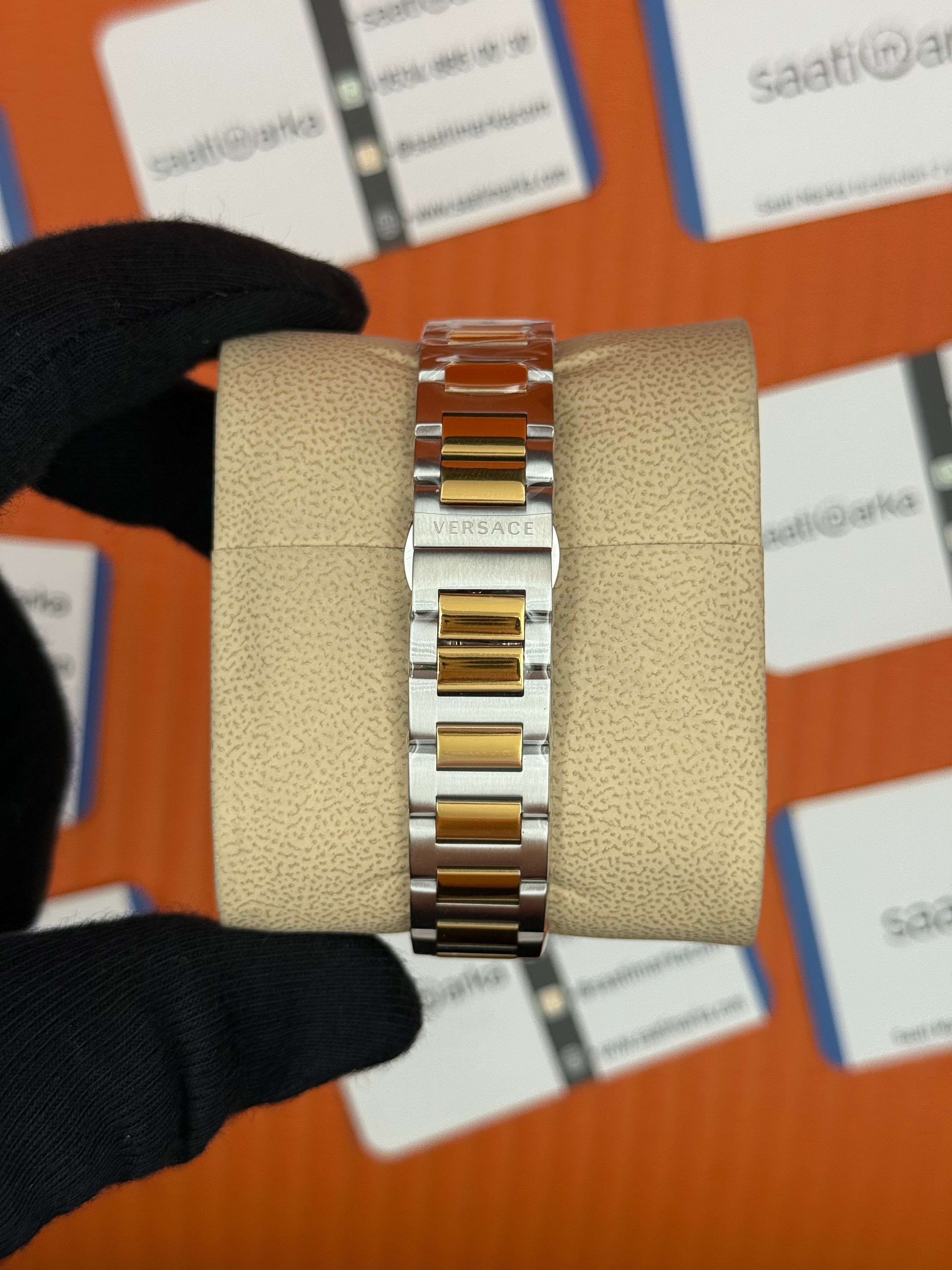 VERSACE lacivert kadran gold kasa kordon kadın kol saati