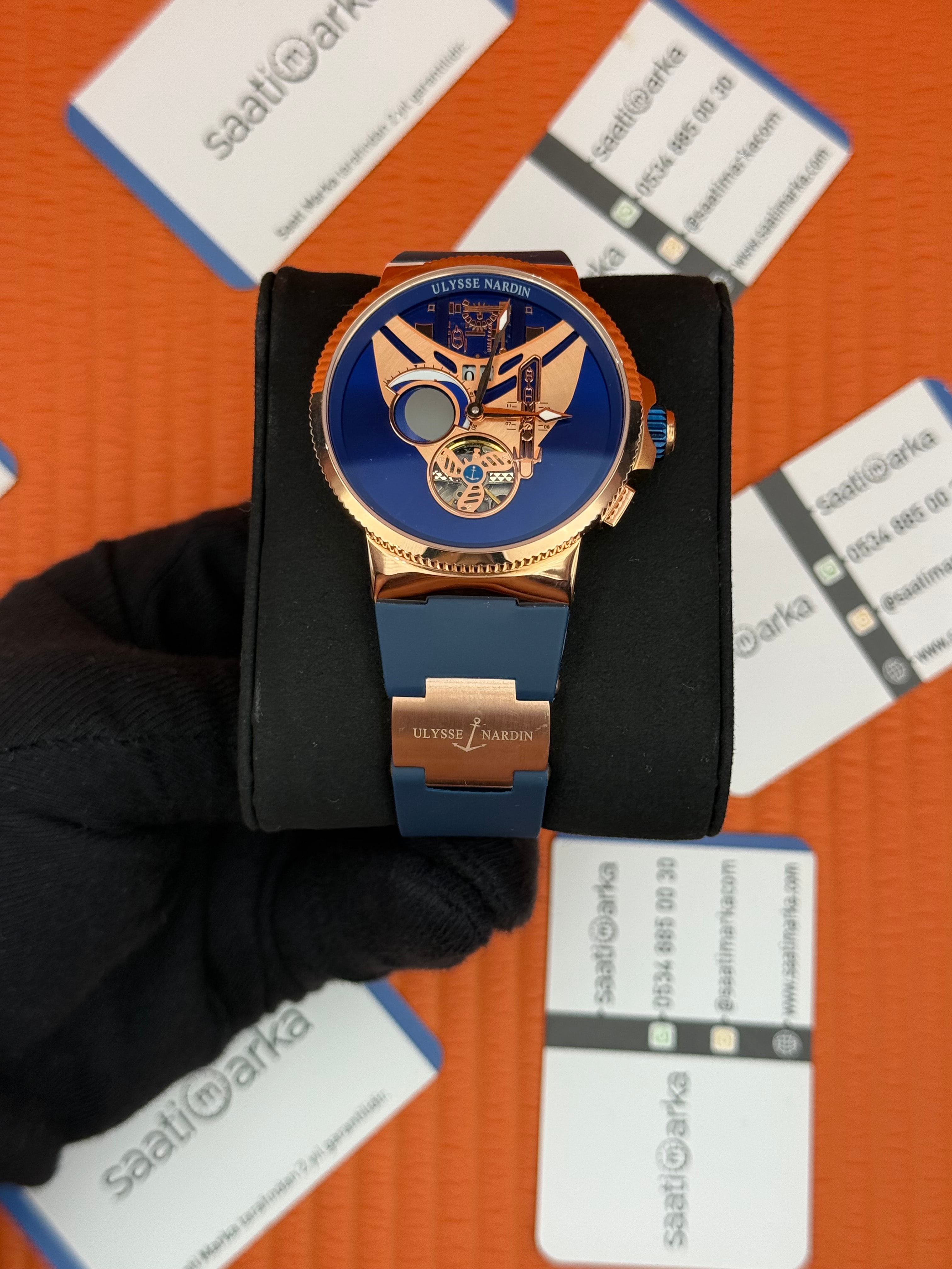 ULYSSE NARDİN MAR TOURBİLLON ROSE KASA ROSE LACİVERT KADRAN